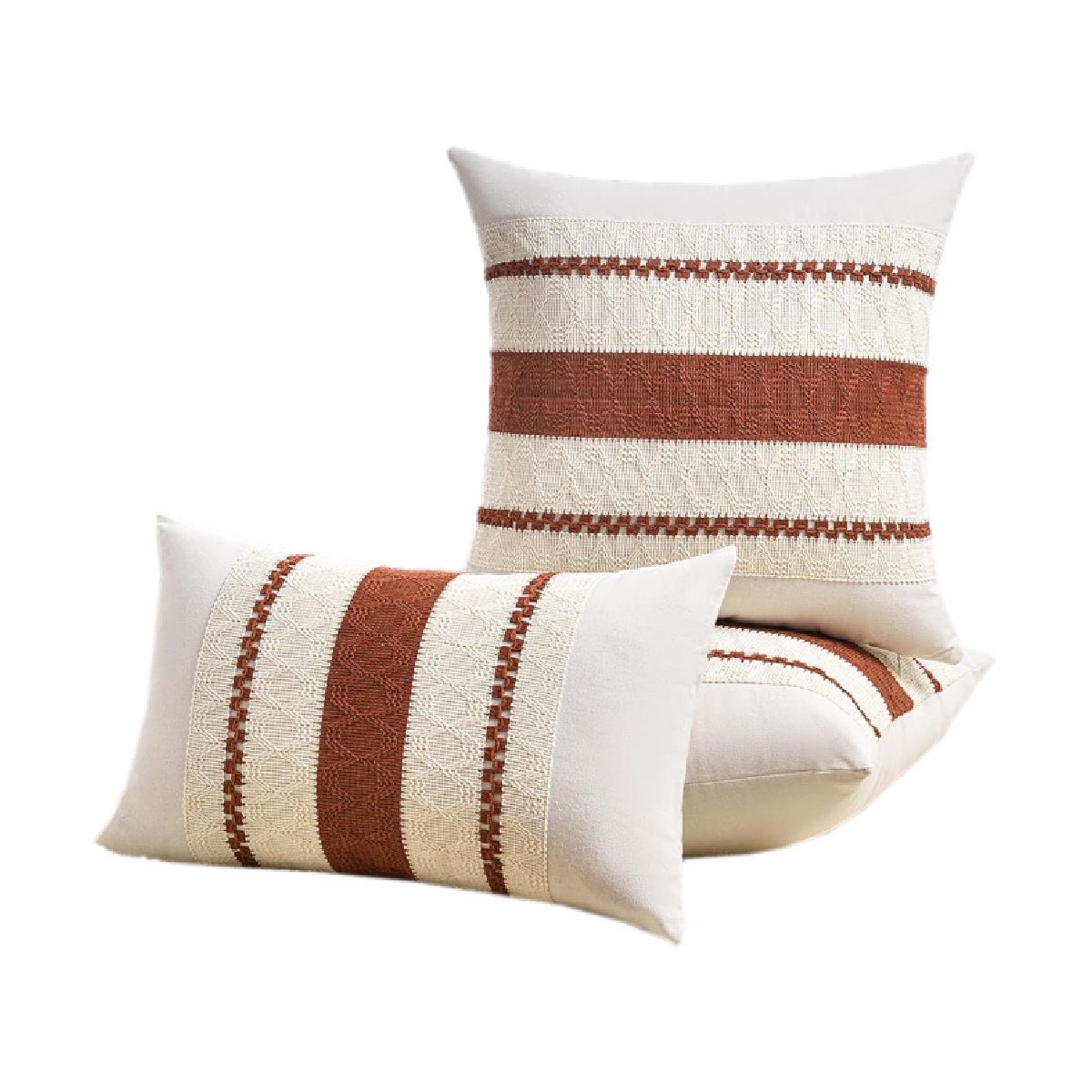 Hyper Cover Mediterranean Boho Cushion Cover | Premium Cotton Linen Blend - Terracotta - 30x50 cm