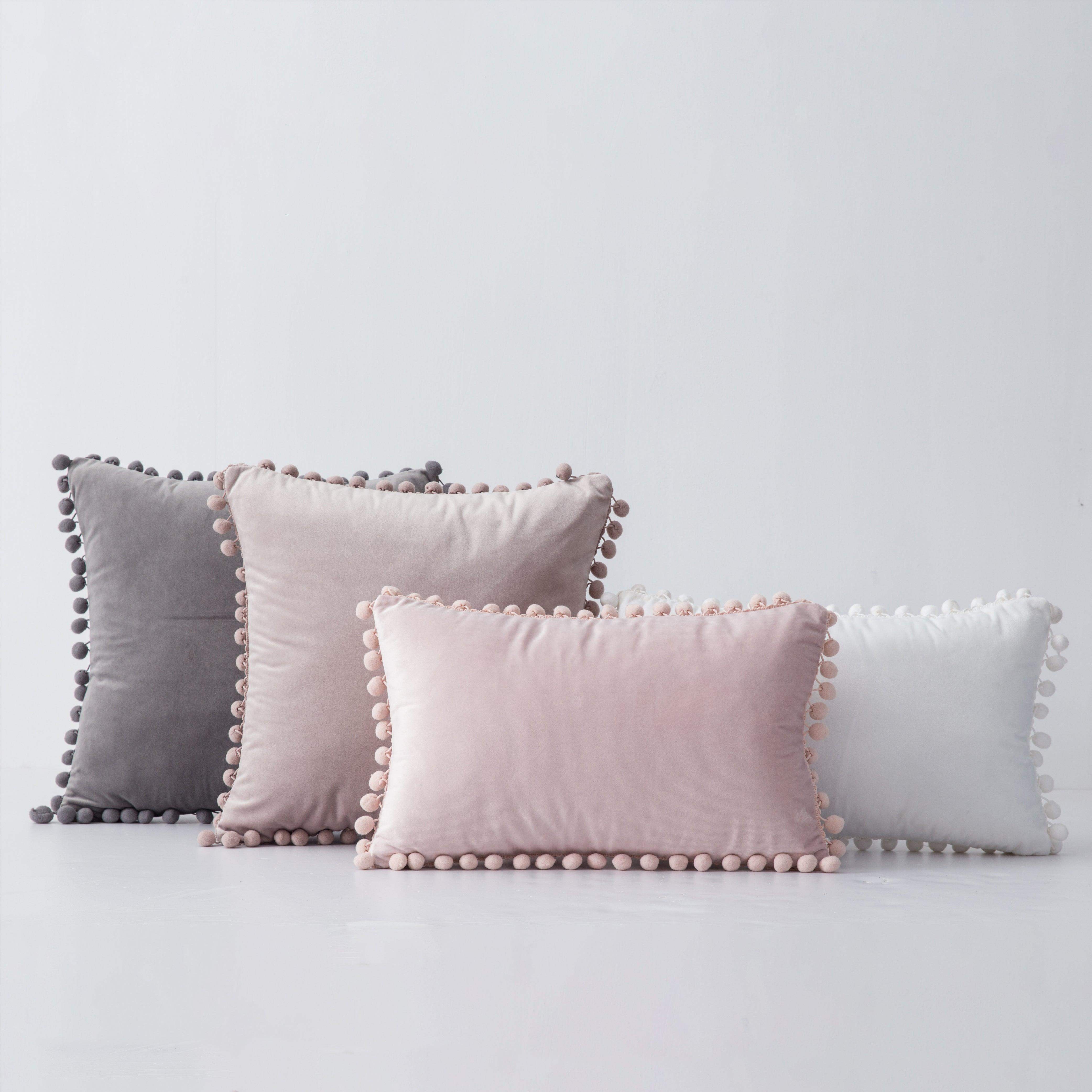 Hyper Cover Pom Pom Velvet Cushion Cover | Soft Throw Pillow Case | Cushion Covers | Brilliant Home Living