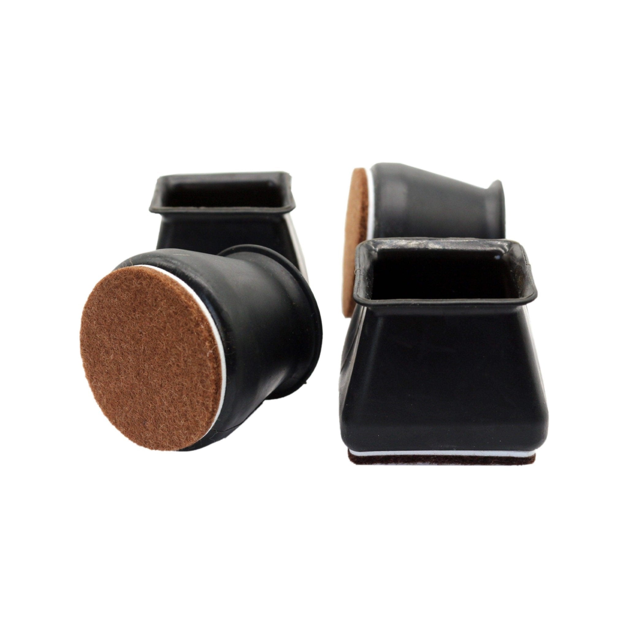 Hyper Cover Silicone Chair Leg Protectors Black | Felt Floor Caps - Round - 4 pcs