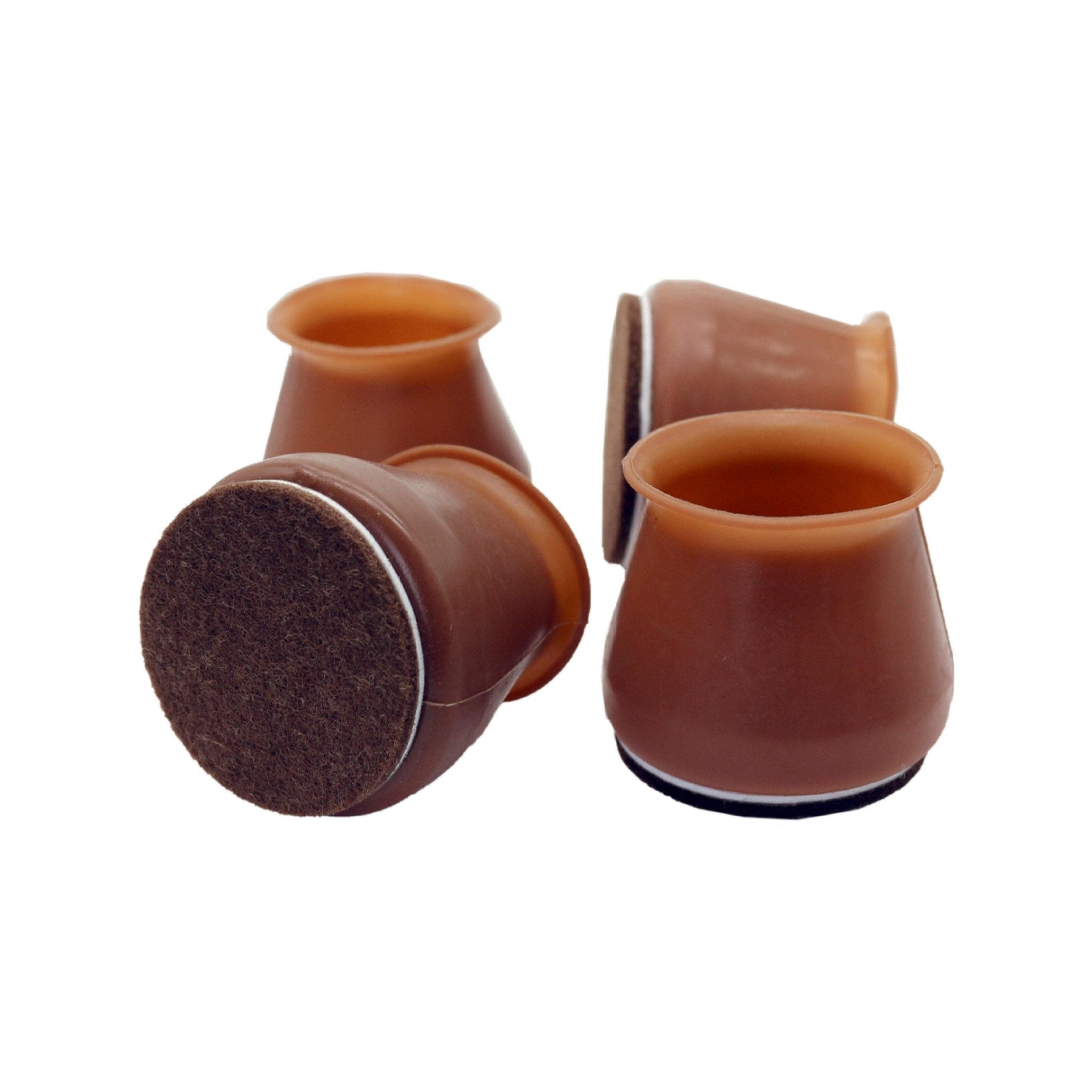 Hyper Cover Silicone Chair Leg Protectors Brown | Felt Floor Caps - Round - 4 pcs