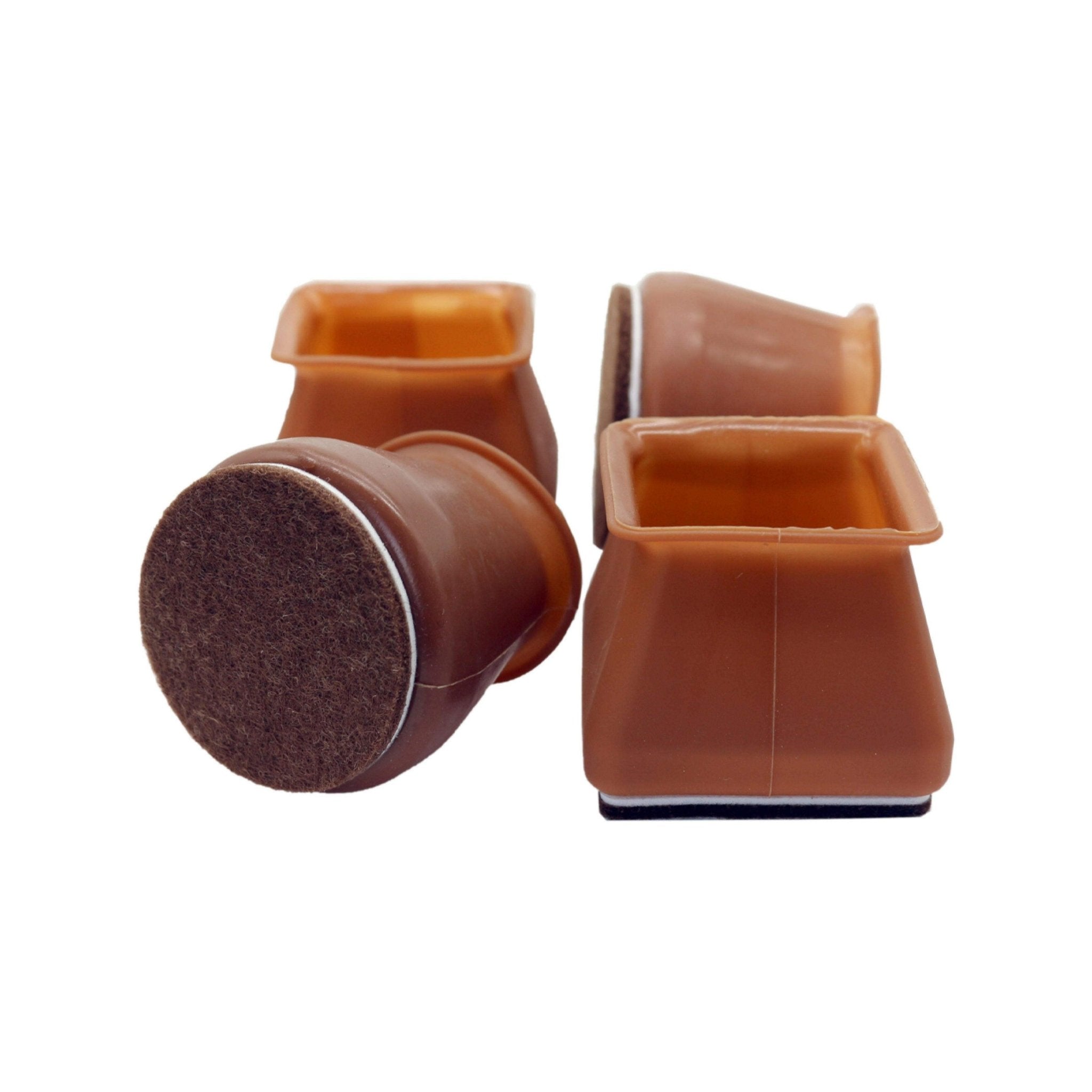 Hyper Cover Silicone Chair Leg Protectors Brown | Felt Floor Caps - Round - 4 pcs