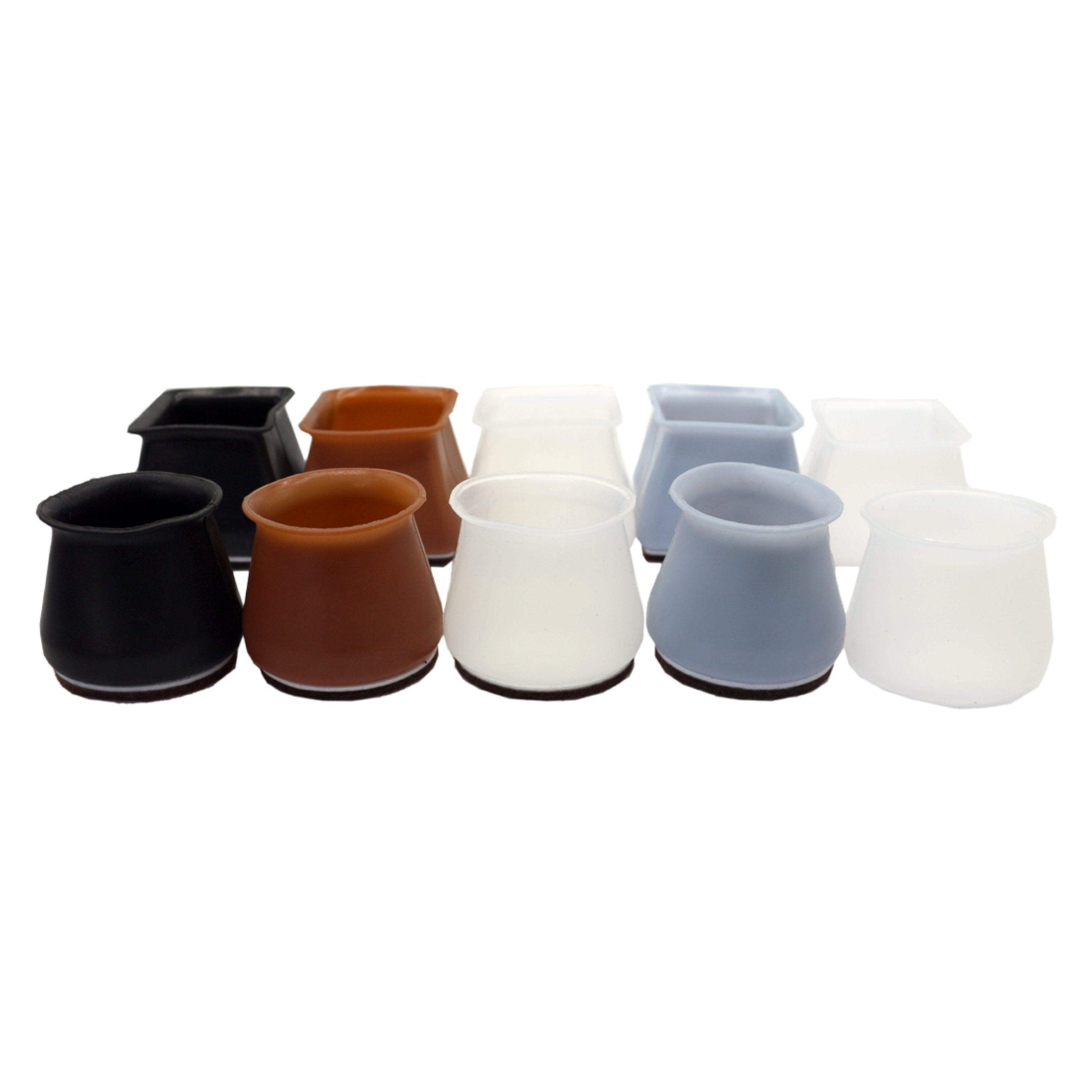 Hyper Cover Silicone Chair Leg Protectors Brown | Felt Floor Caps - Round - 4 pcs