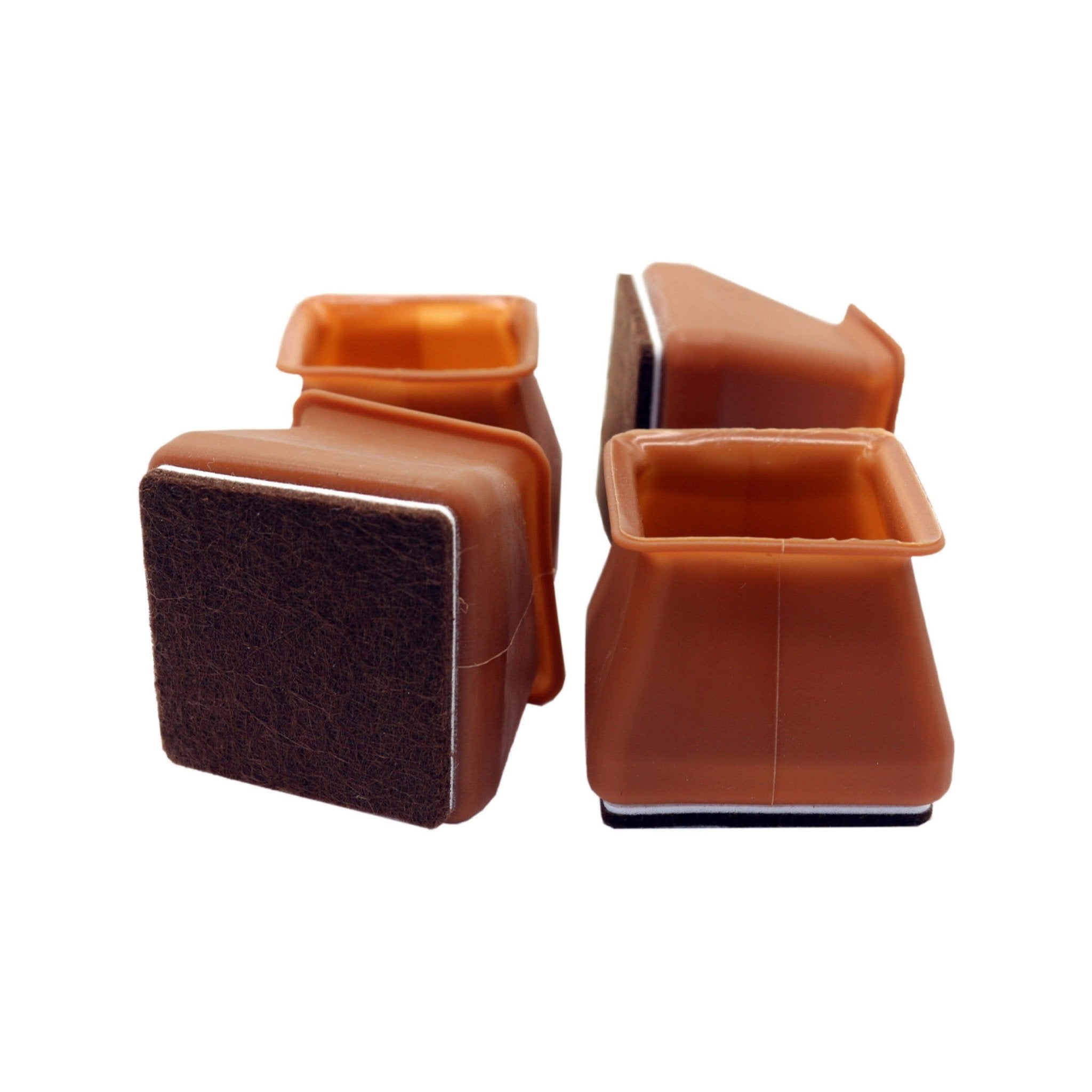 Hyper Cover Silicone Chair Leg Protectors Brown | Felt Floor Caps - Square - 4 pcs