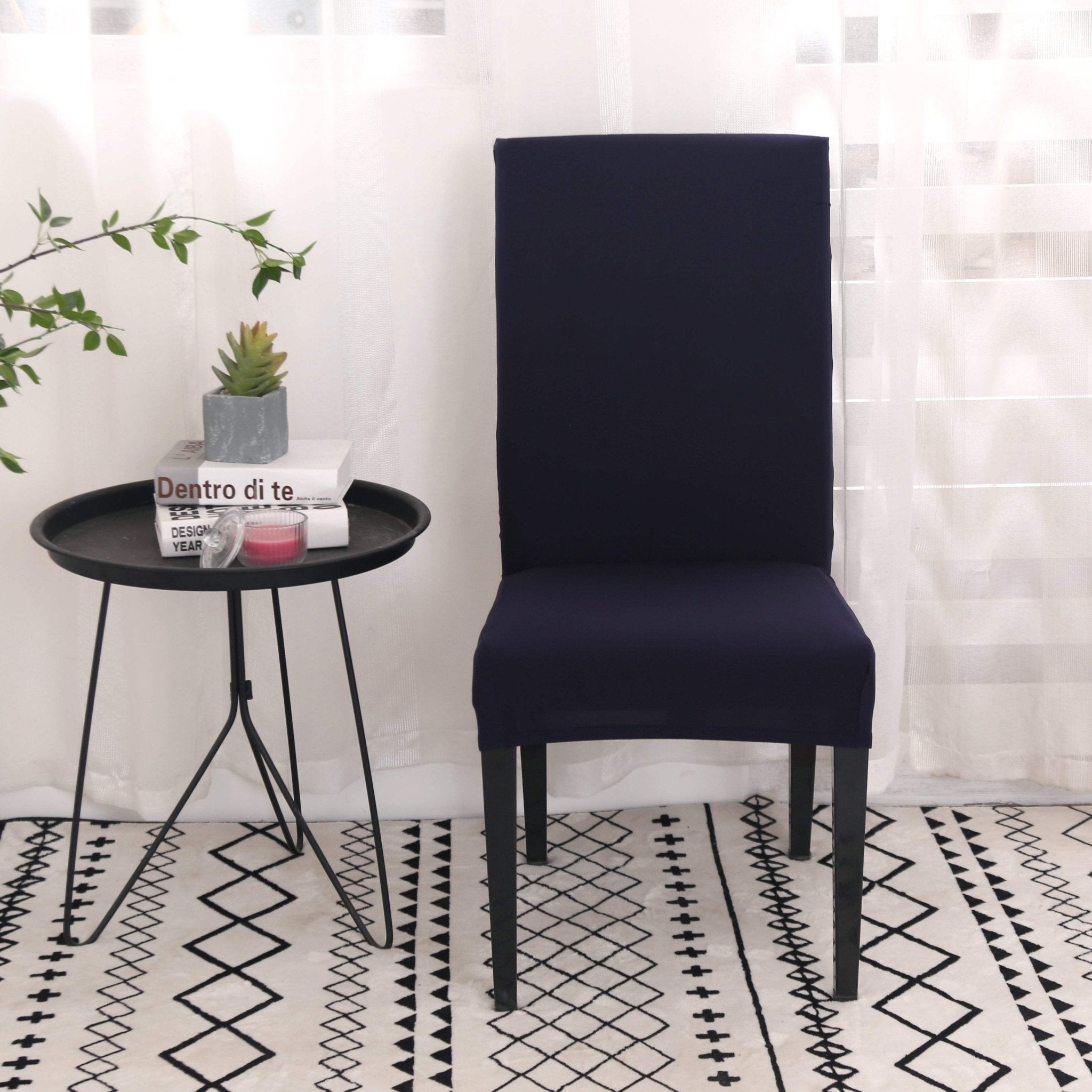 Hyper Cover Stretch Dining Chair Covers Navy Blue | Slipcover Protectors - 2 pcs -