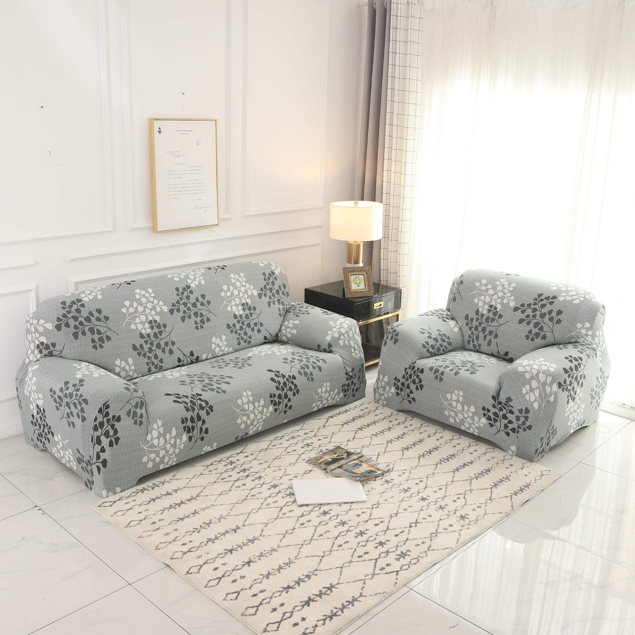 Hyper Cover Stretch Sofa Cover Autumn Leaves Pattern | Slipcover - 1 Seater -
