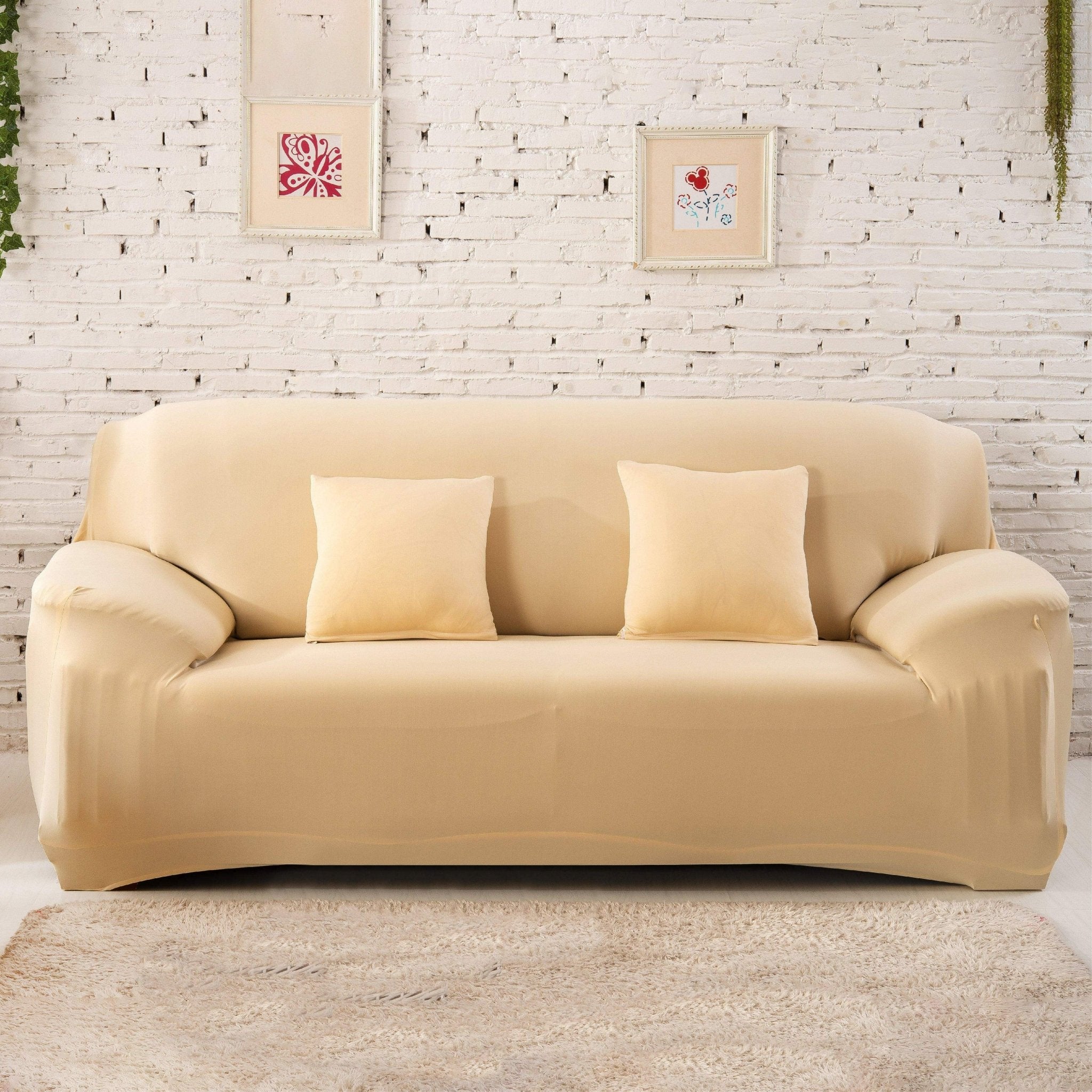 Hyper Cover Stretch Sofa Cover Beige | Lounge Slipcover Protector - 1 Seater -