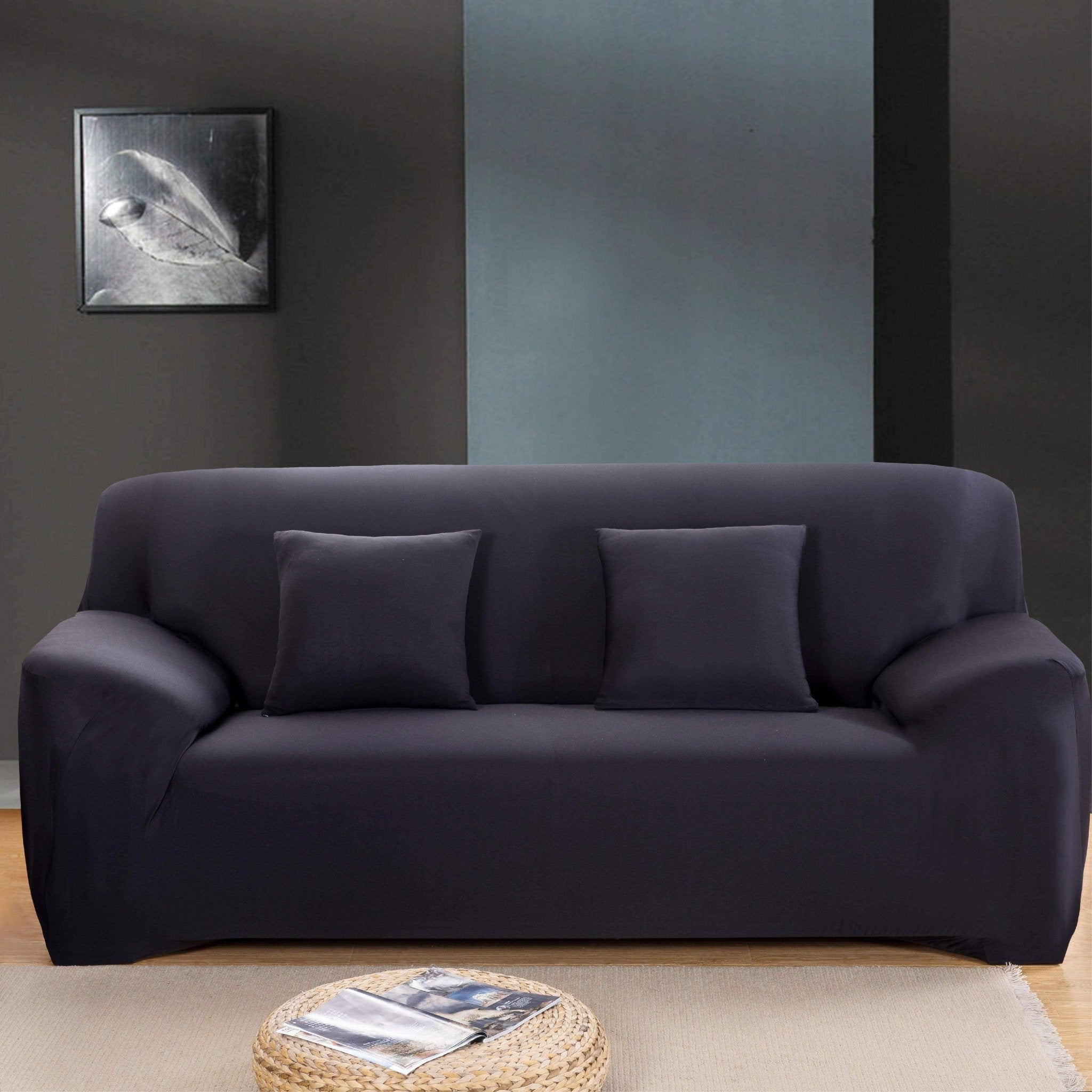 Hyper Cover Stretch Sofa Cover Black | Lounge Slipcover Protector - 1 Seater -