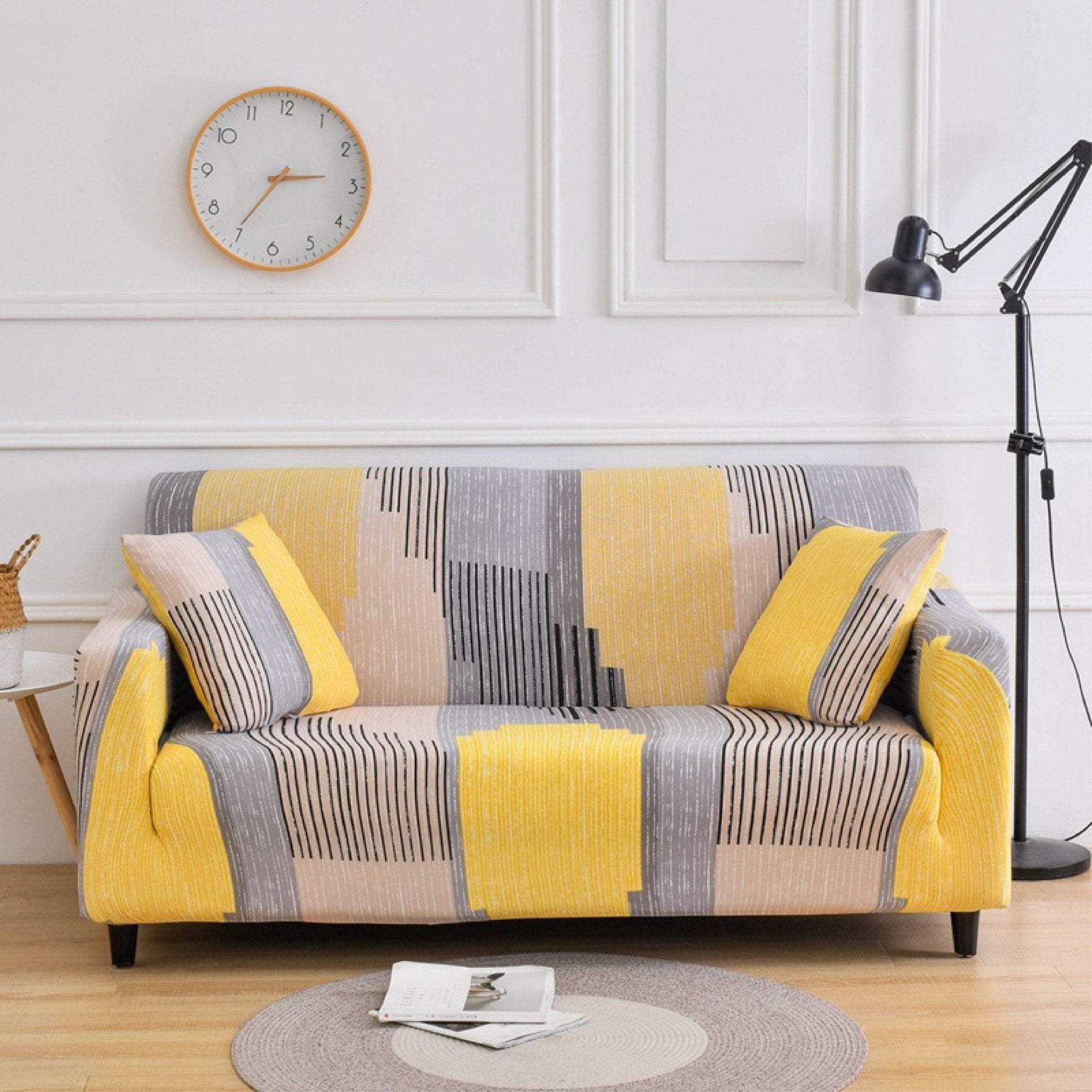Hyper Cover Stretch Sofa Cover Bright Urban Pattern | Lounge Slipcover - 1 Seater -