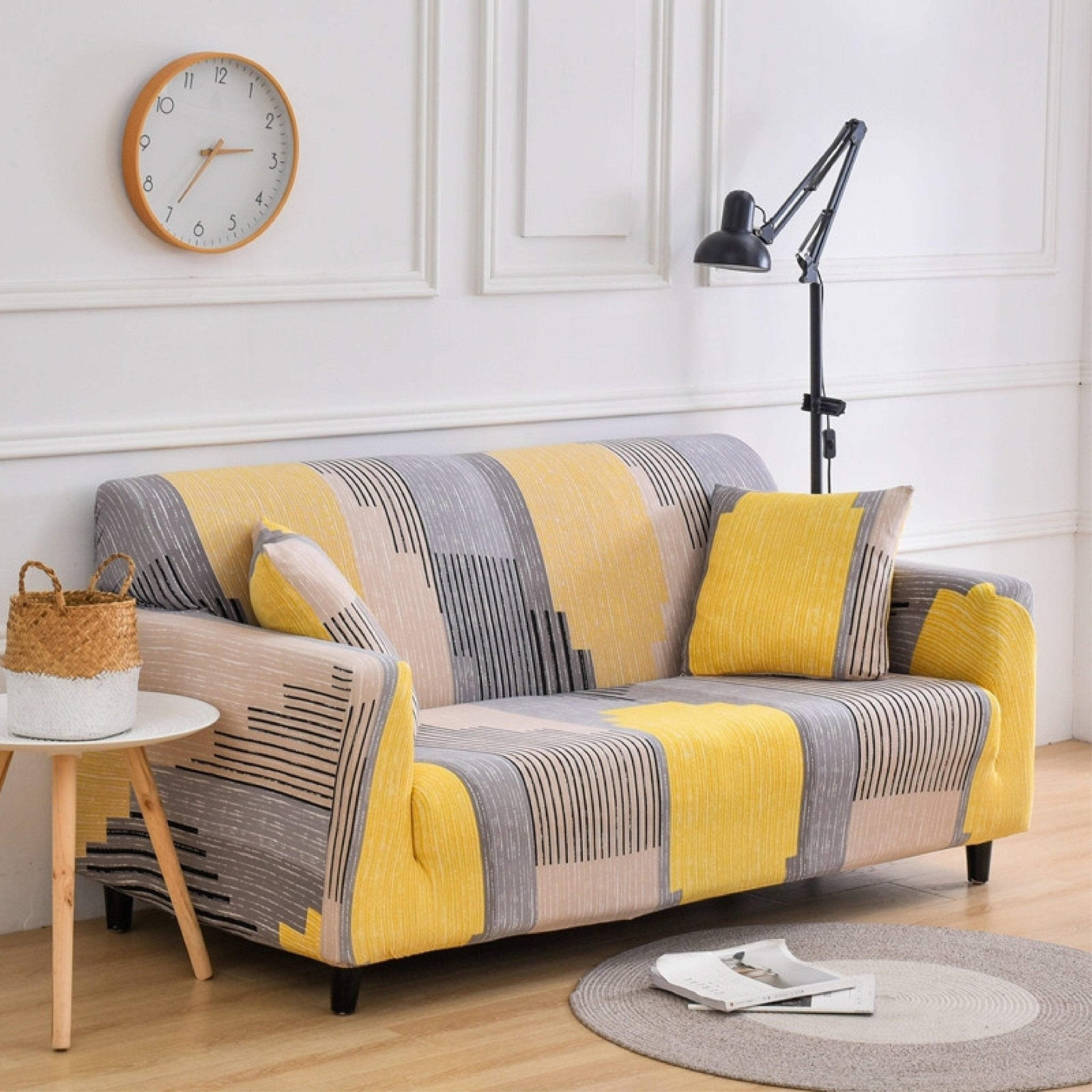 Hyper Cover Stretch Sofa Cover Bright Urban Pattern | Lounge Slipcover - 1 Seater -