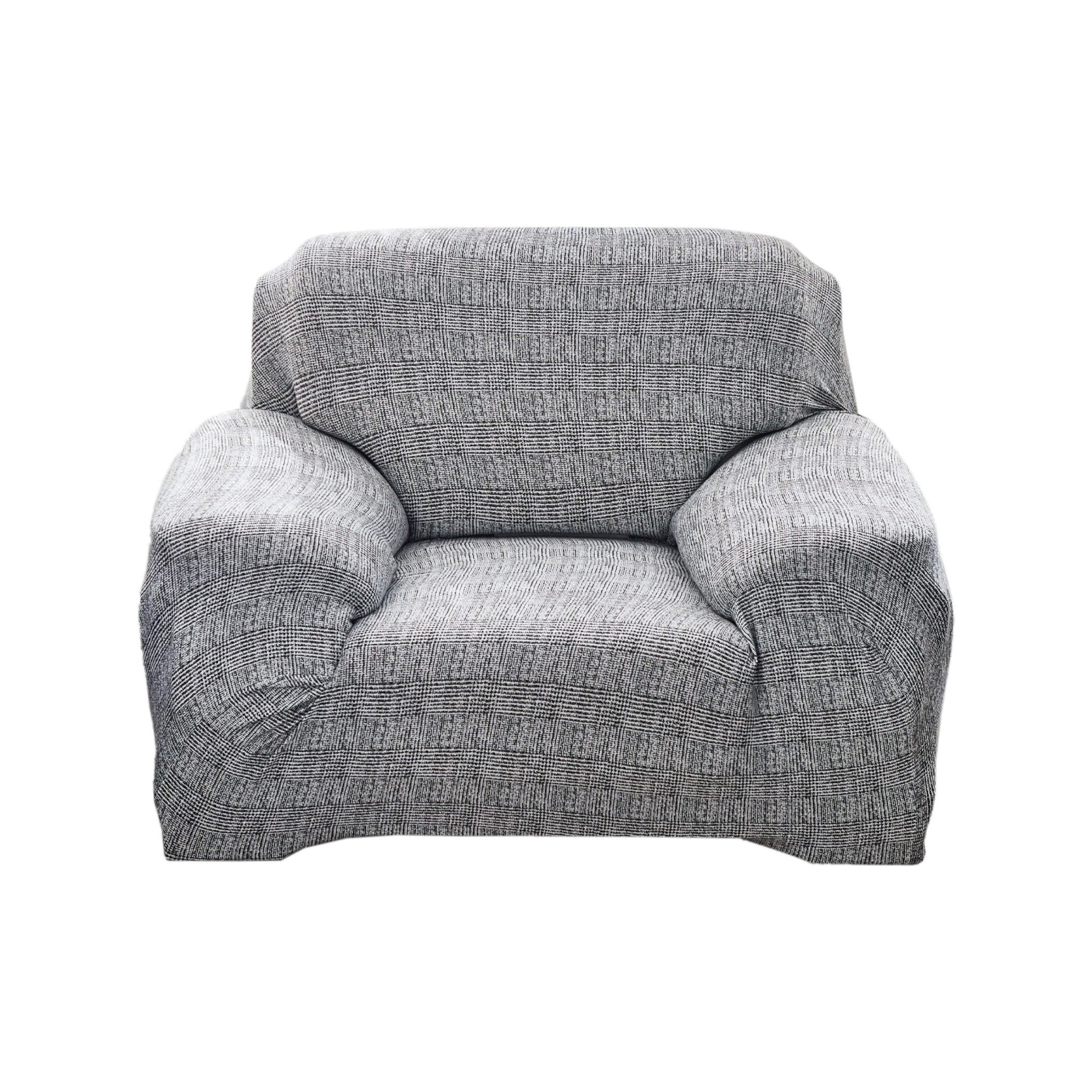 Hyper Cover Stretch Sofa Cover Elegant Grey Pattern | Slipcover - 1 Seater -