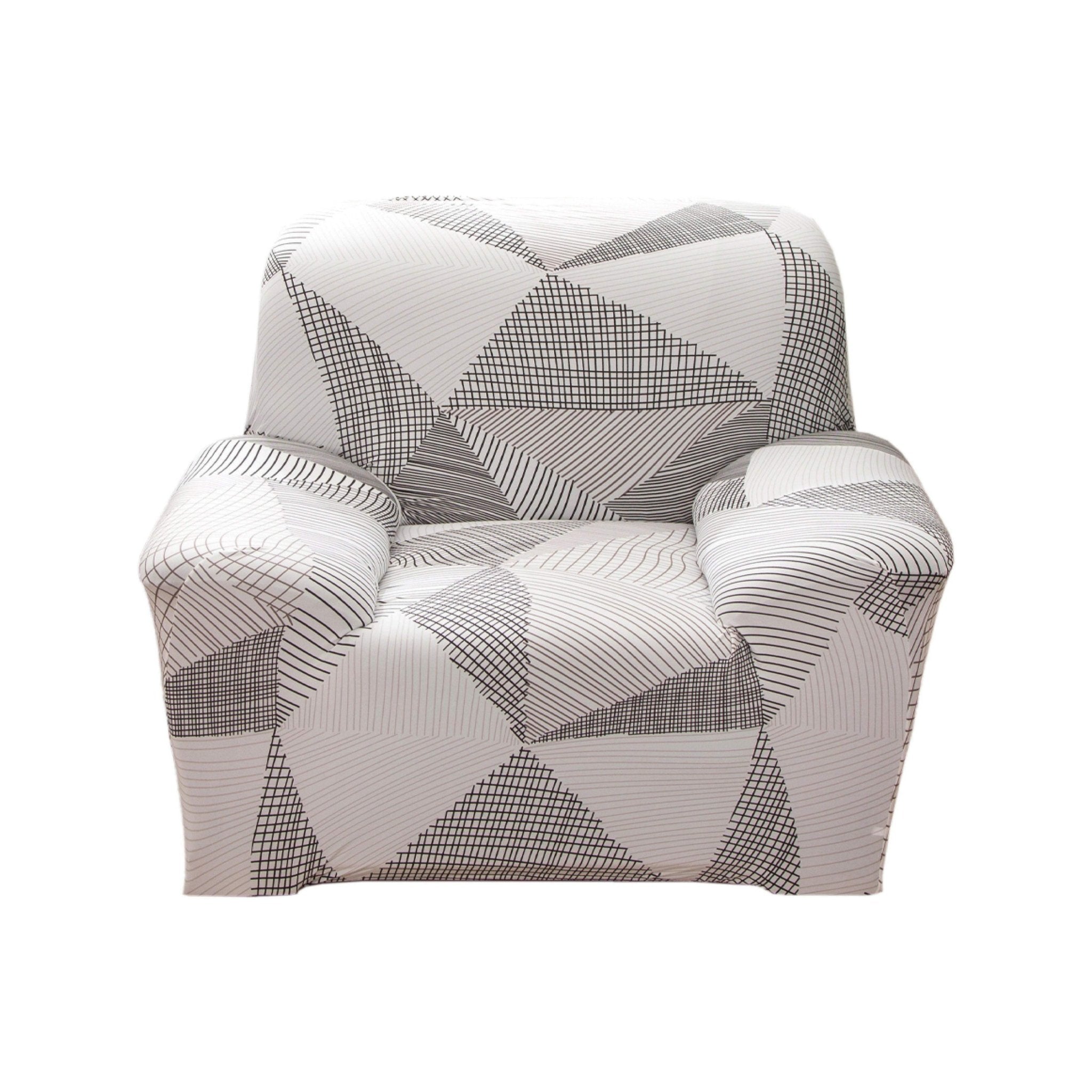 Hyper Cover Stretch Sofa Cover Geometric Pattern | Slipcover - 1 Seater -
