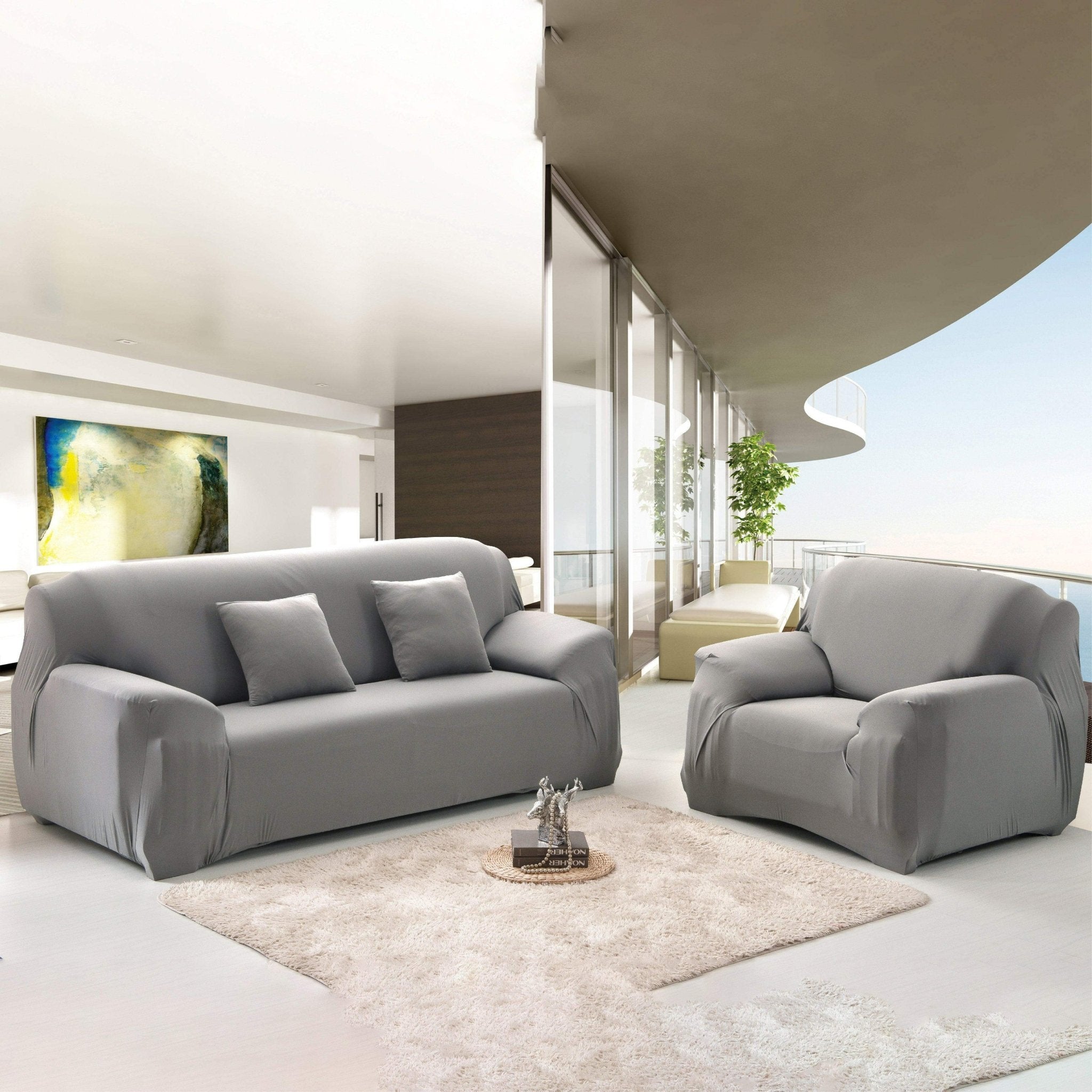 Hyper Cover Stretch Sofa Cover Grey | Lounge Slipcover Protector - 1 Seater -