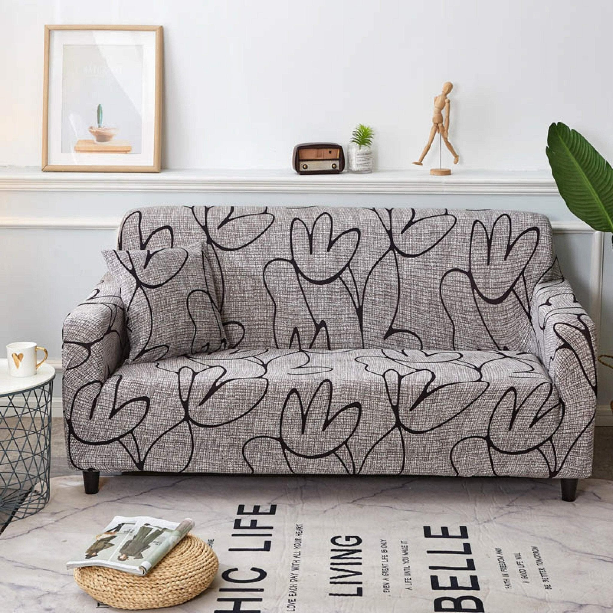 Hyper Cover Stretch Sofa Cover Mild Lotus Pattern | Slipcover - 1 Seater -