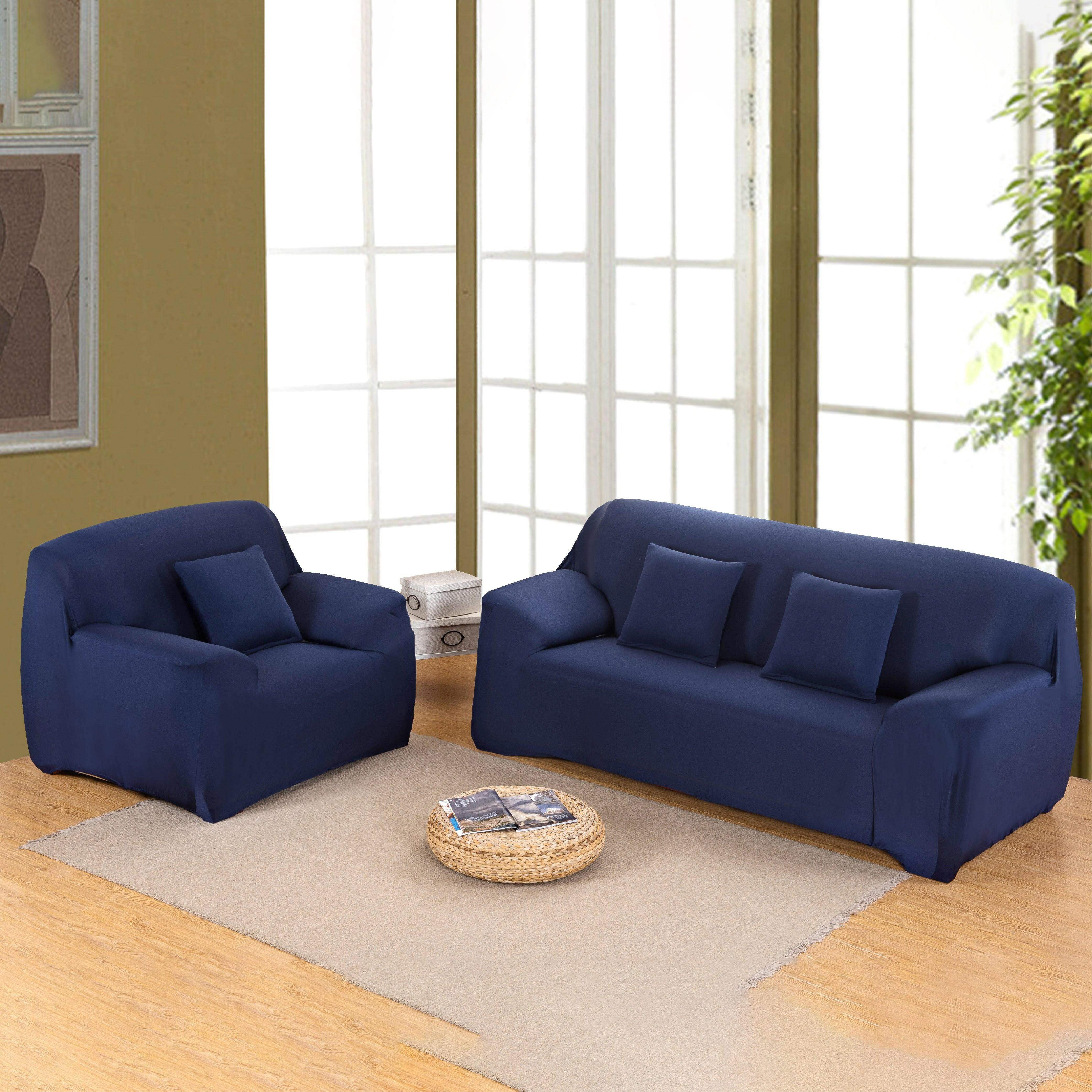 Hyper Cover Stretch Sofa Cover Navy Blue | Lounge Slipcover Protector | Sofa Covers | Brilliant Home Living