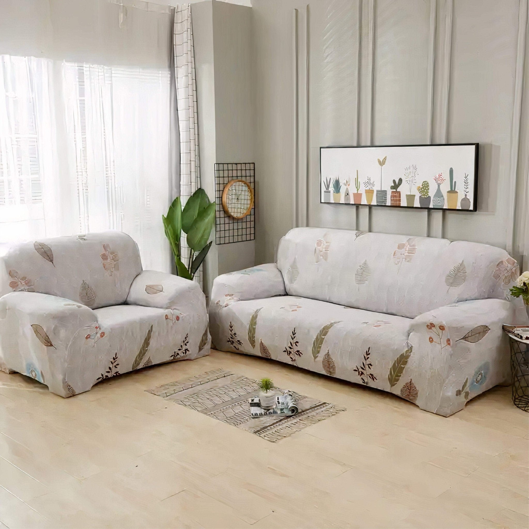 Hyper Cover Stretch Sofa Cover Twilight Leaves Pattern | Slipcover - 1 Seater -