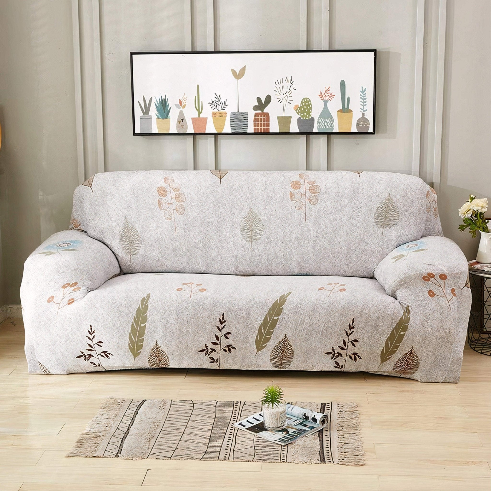 Hyper Cover Stretch Sofa Cover Twilight Leaves Pattern | Slipcover - 1 Seater -