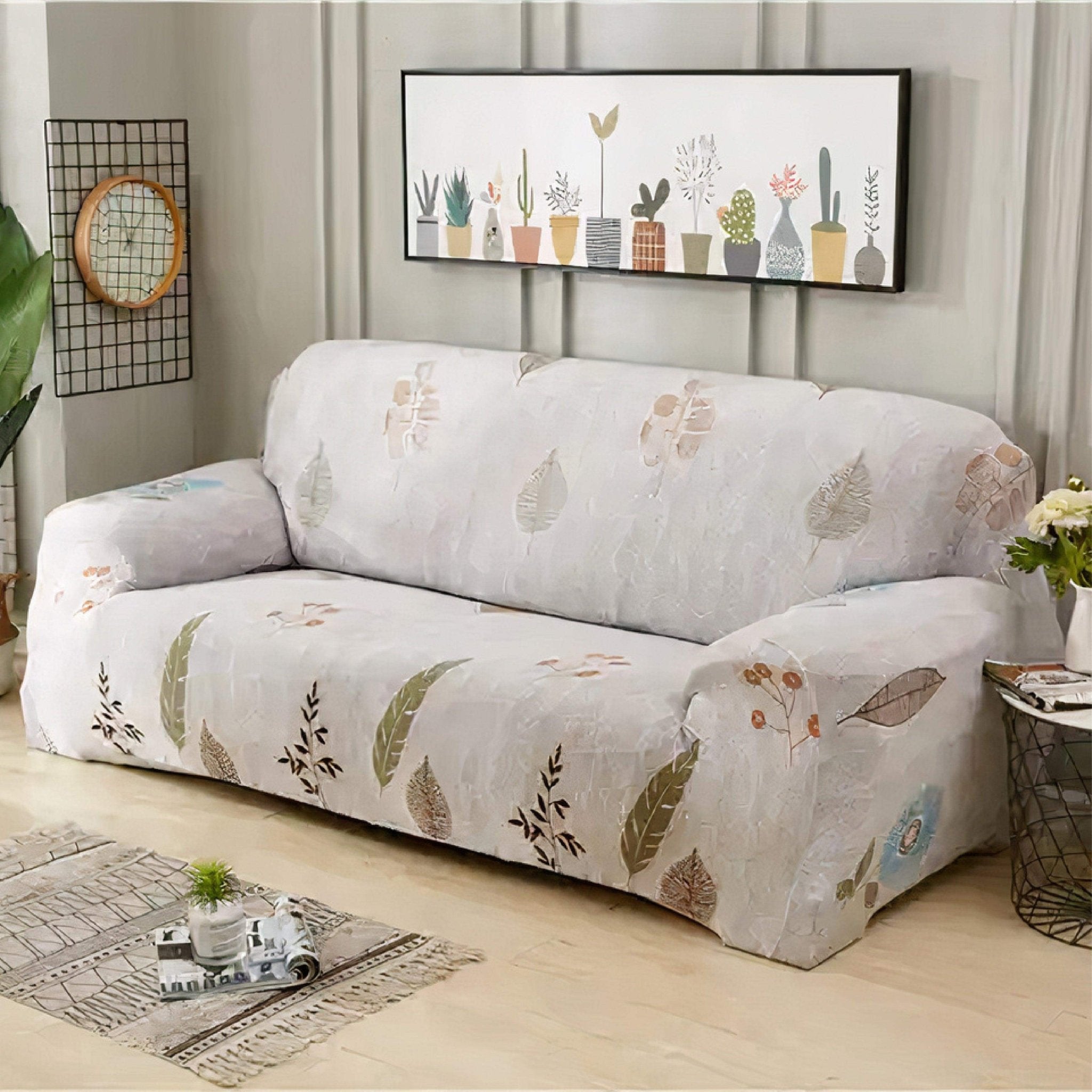 Hyper Cover Stretch Sofa Cover Twilight Leaves Pattern | Slipcover - 1 Seater -