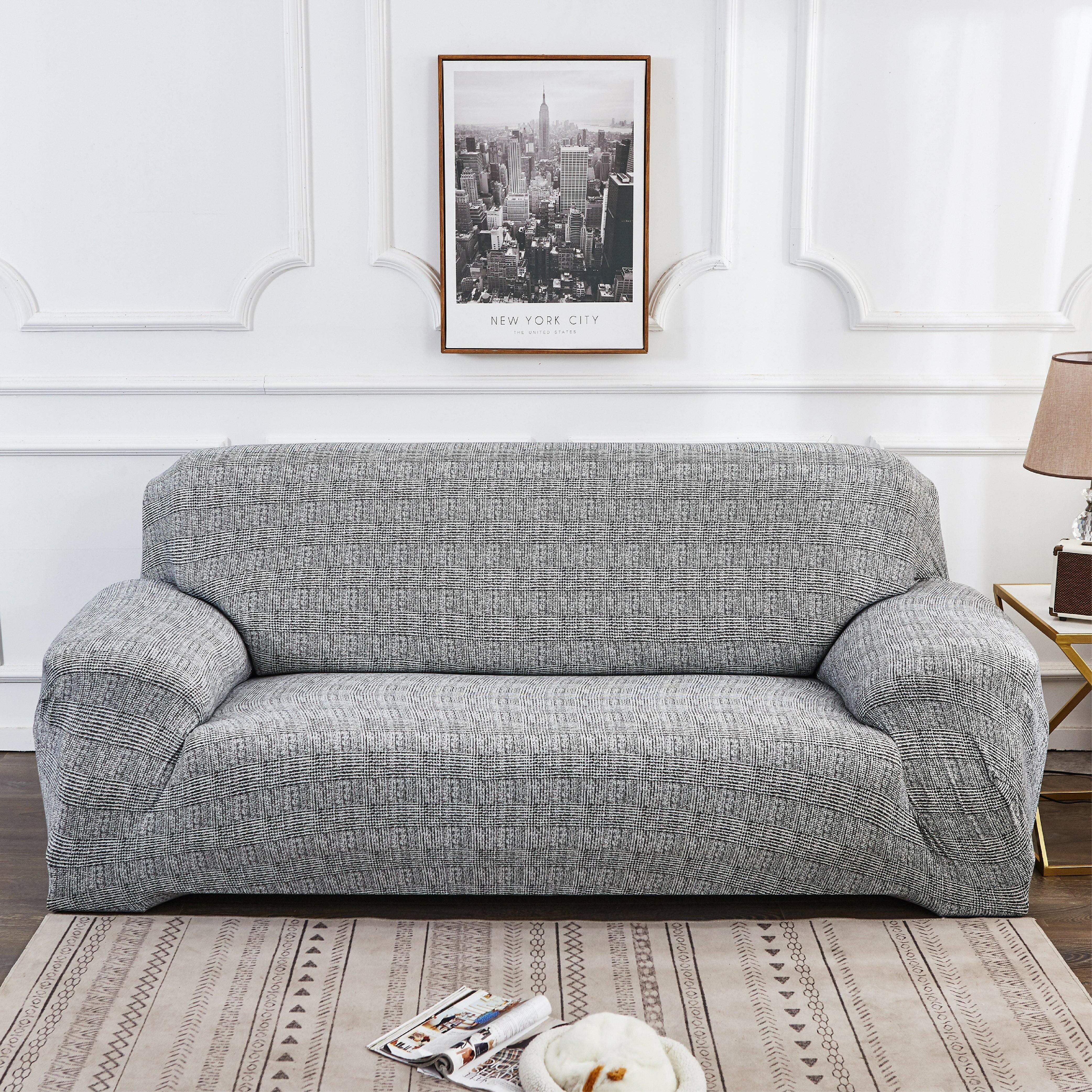 Hyper Cover Stretch Sofa Cover with Patterns Elegant Grey | Sofa Covers | Brilliant Home Living