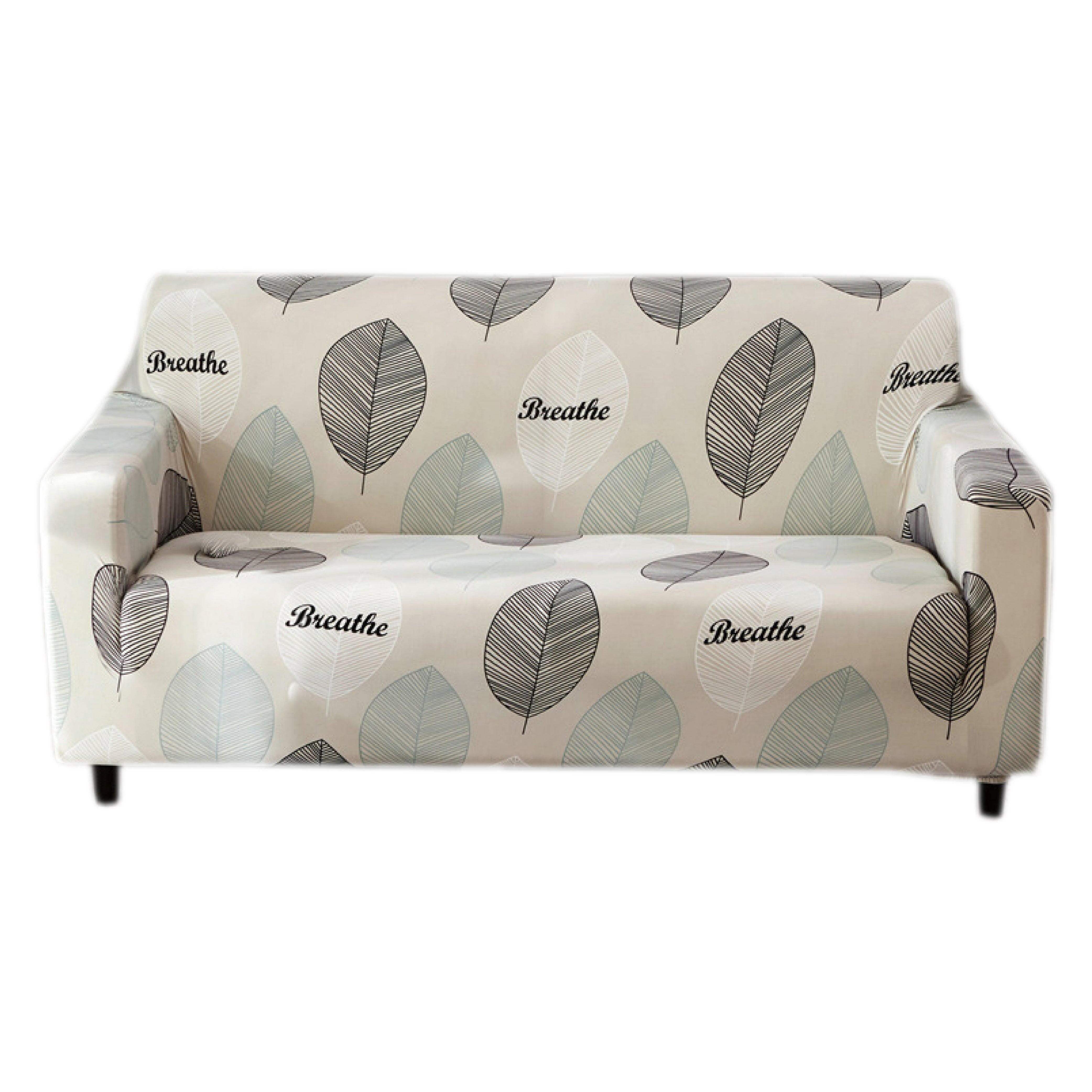 Hyper Cover Stretch Sofa Cover with Patterns White Feather | Sofa Covers | Brilliant Home Living