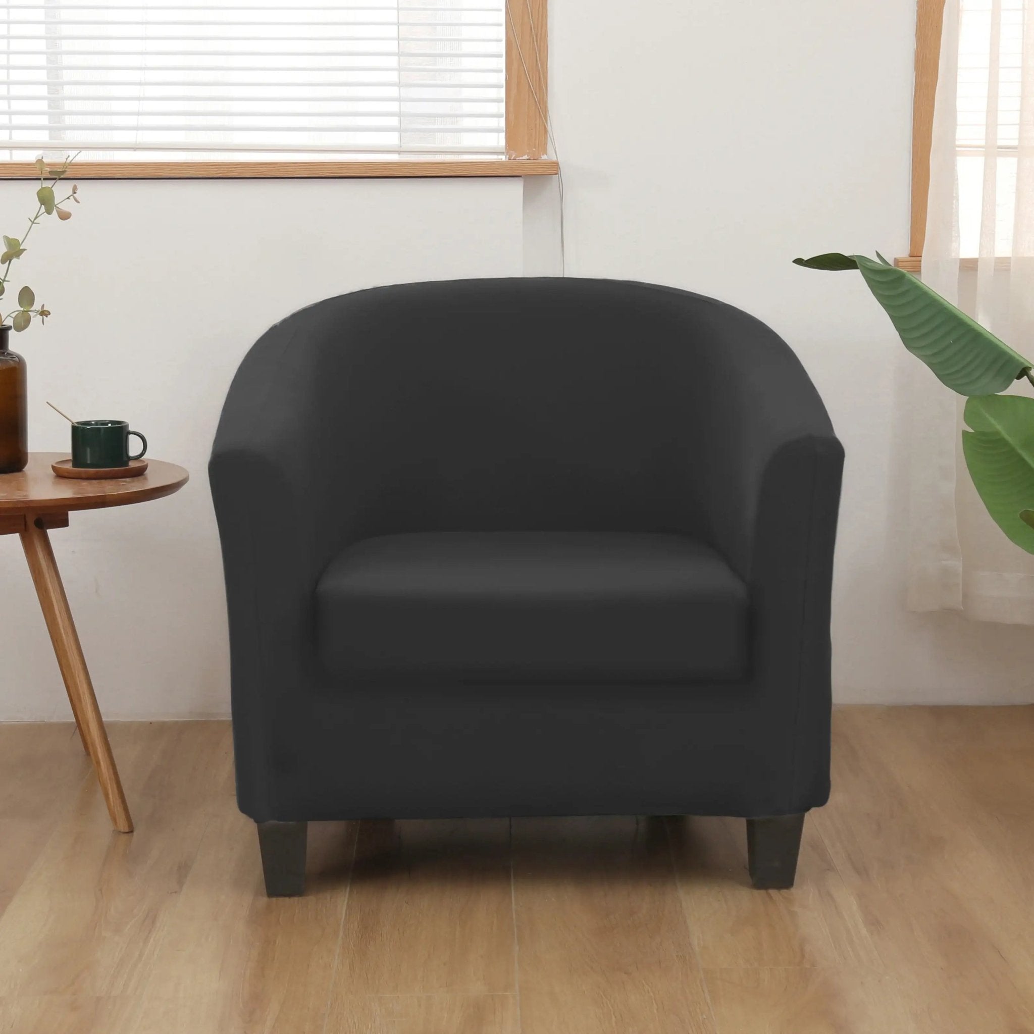 Hyper Cover Tub Chair Cover Black | Stretch Armchair Slipcover (2-Piece) - 