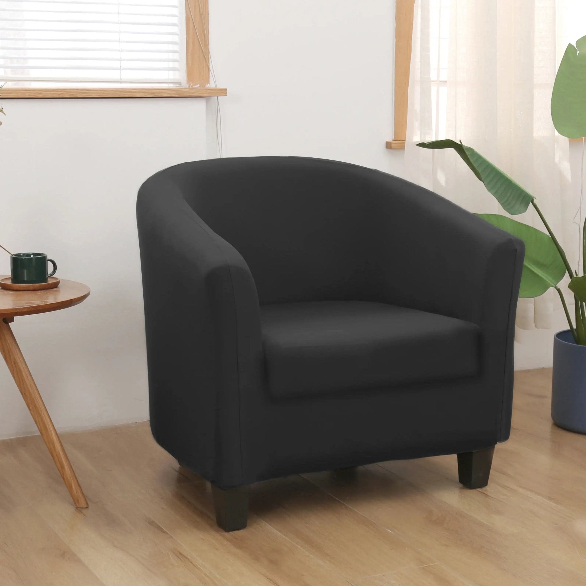 Hyper Cover Tub Chair Cover Black | Stretch Armchair Slipcover (2-Piece) - 