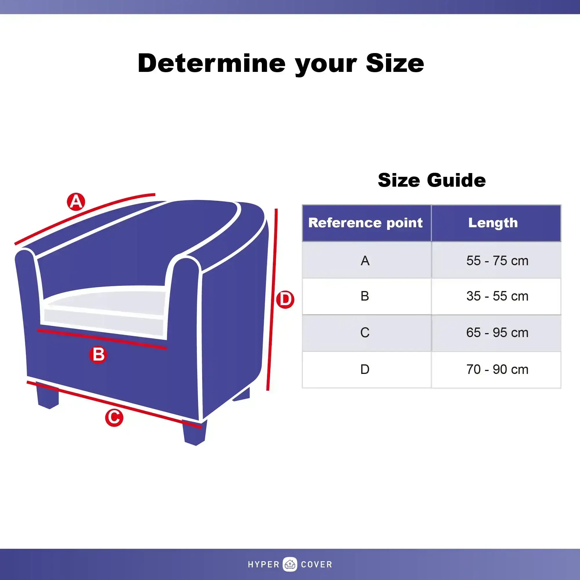 Hyper Cover Tub Chair Cover Navy Blue | 2-Piece Stretch Slipcover - 