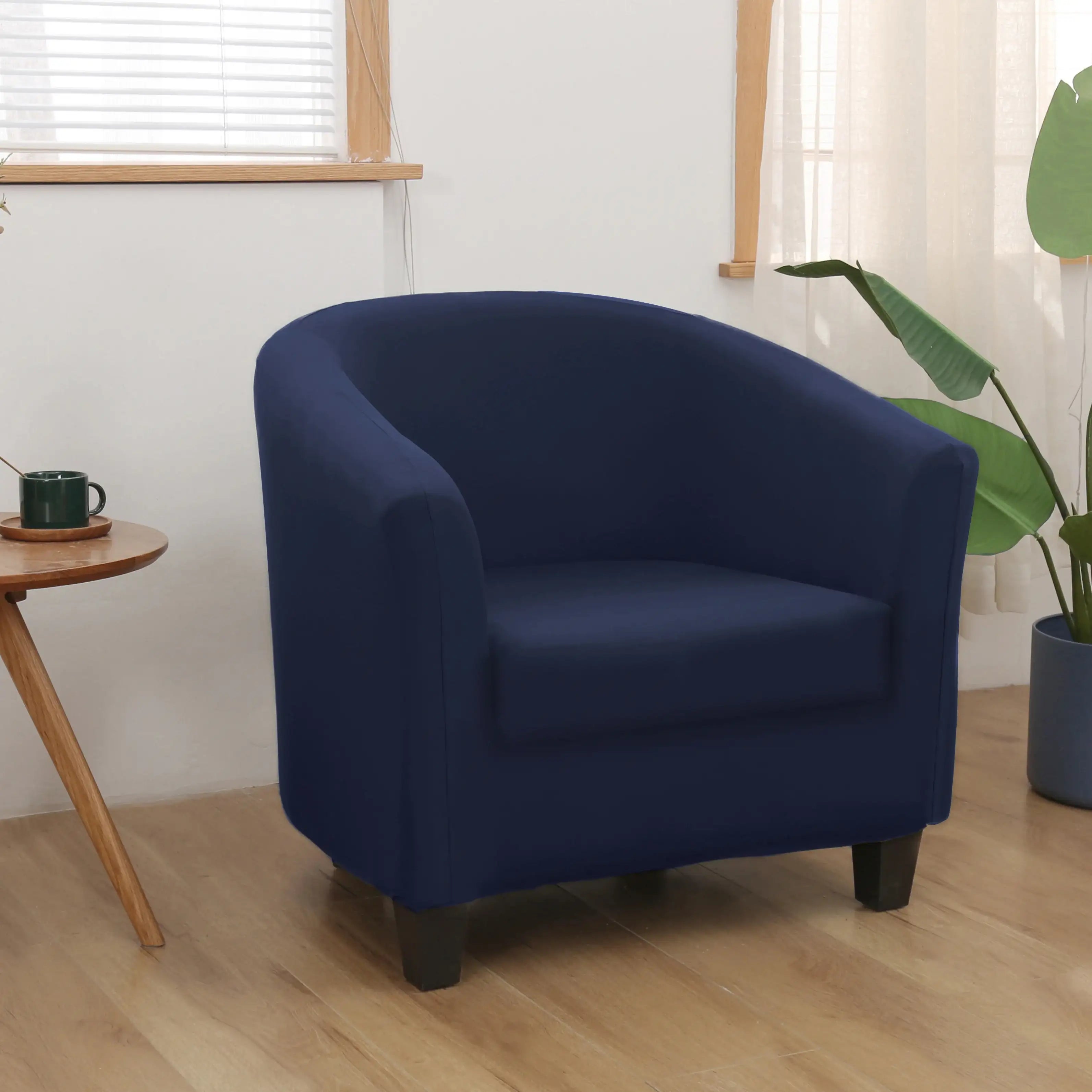 Hyper Cover Tub Chair Cover Navy Blue | 2-Piece Stretch Slipcover | Chair Covers | Brilliant Home Living