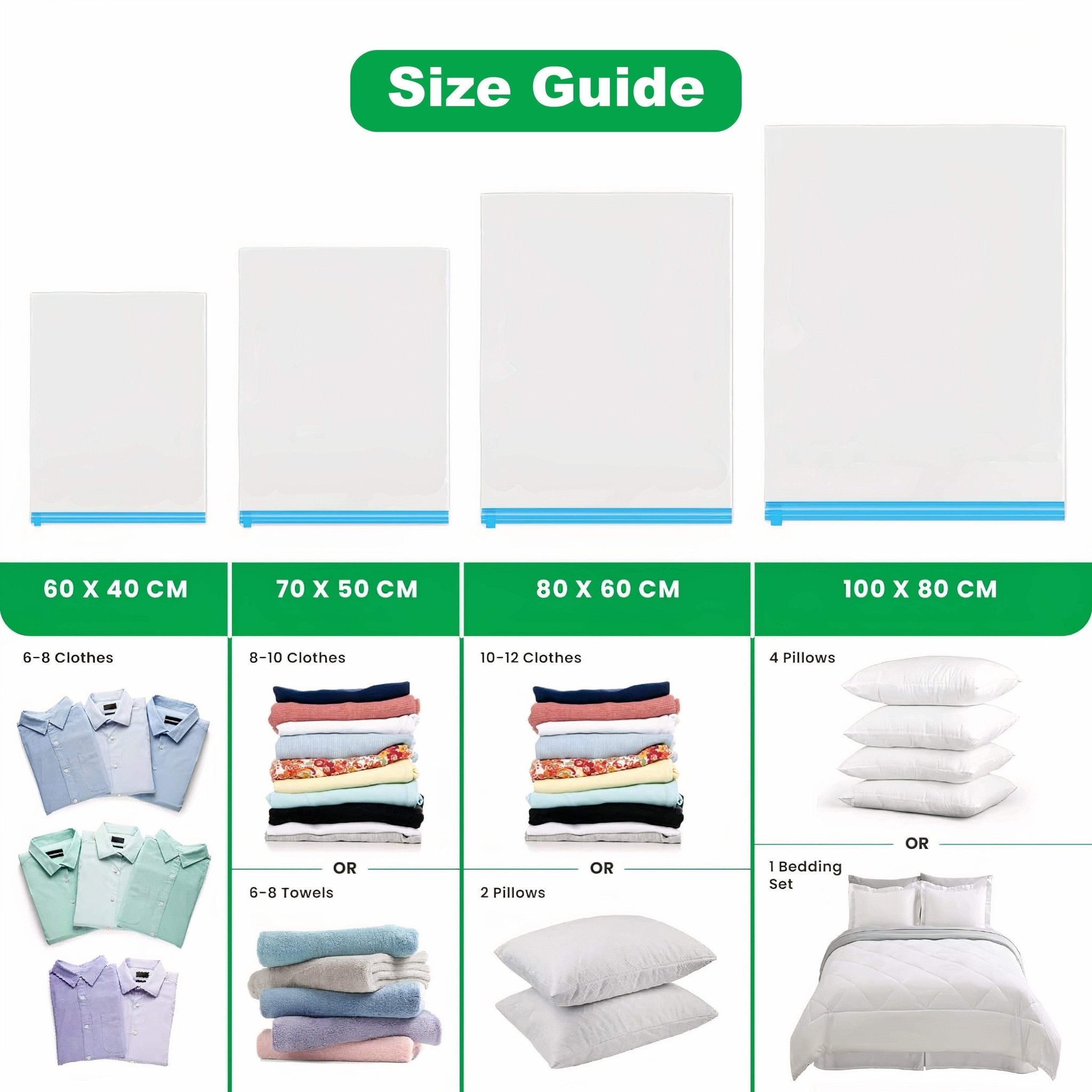 Hyper Cover Vacuum Storage Bags | Space Saver Compression Organisers - 40x60 cm - 6 pcs