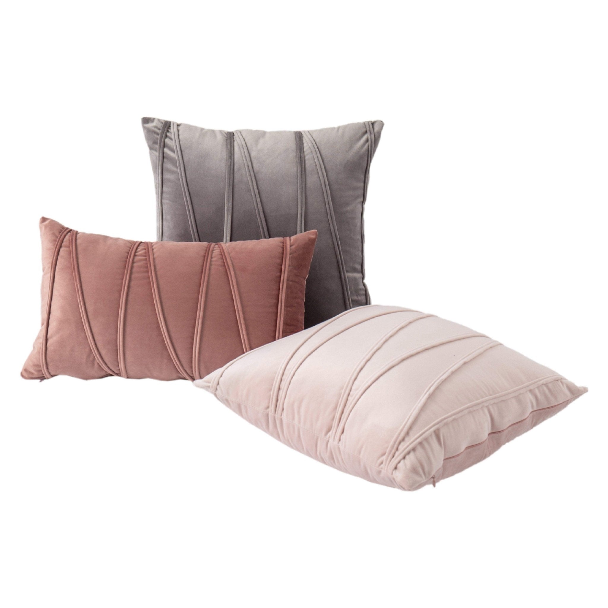 Hyper Cover Velvet Striped Cushion Cover | Textured Soft Throw Pillow Case - Beige - 30x50 cm