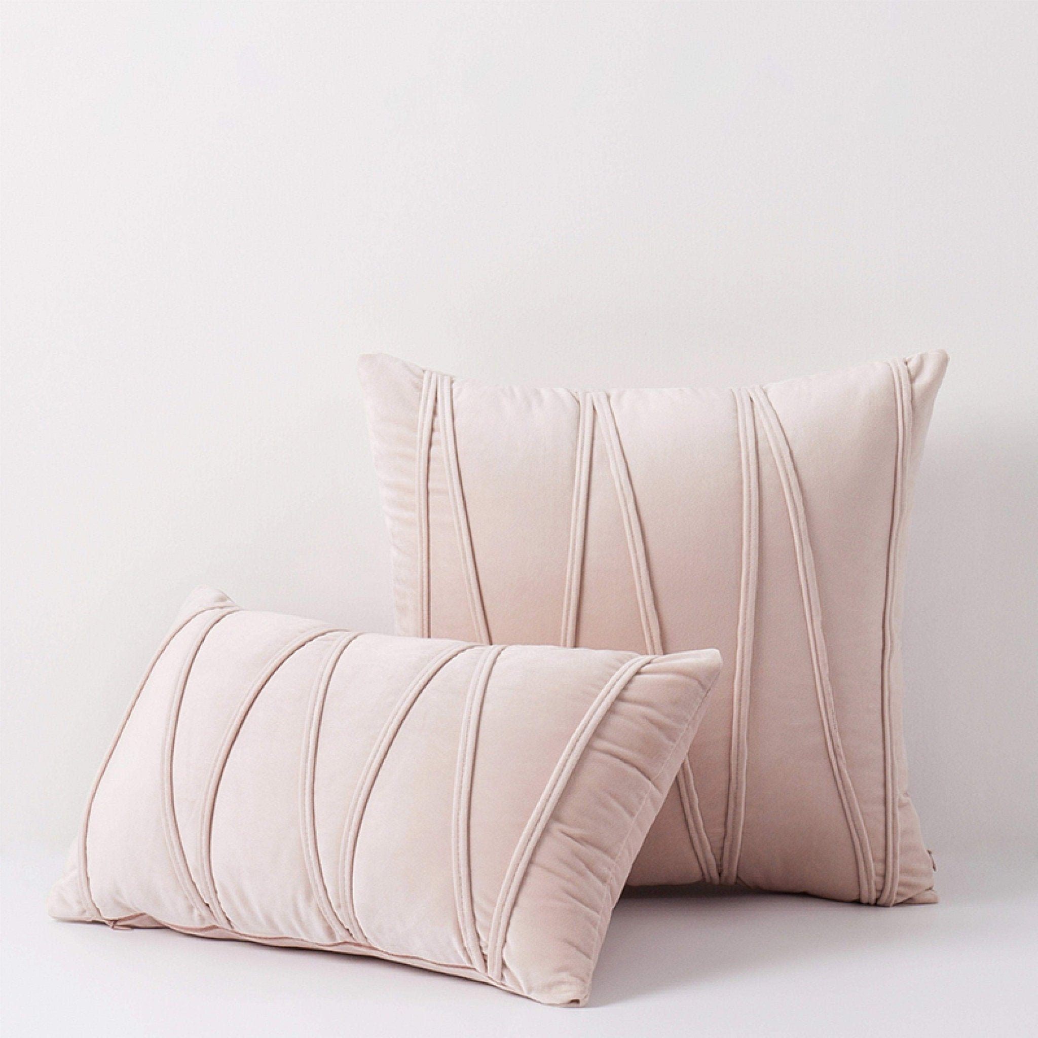 Hyper Cover Velvet Striped Cushion Cover | Textured Soft Throw Pillow Case - Pink - 30x50 cm