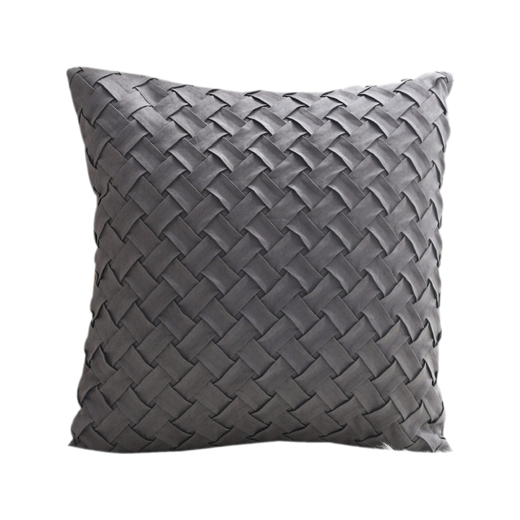 Hyper Cover Venice Intrecciato Suede Cushion Cover | Woven Throw Pillow Case - Grey -