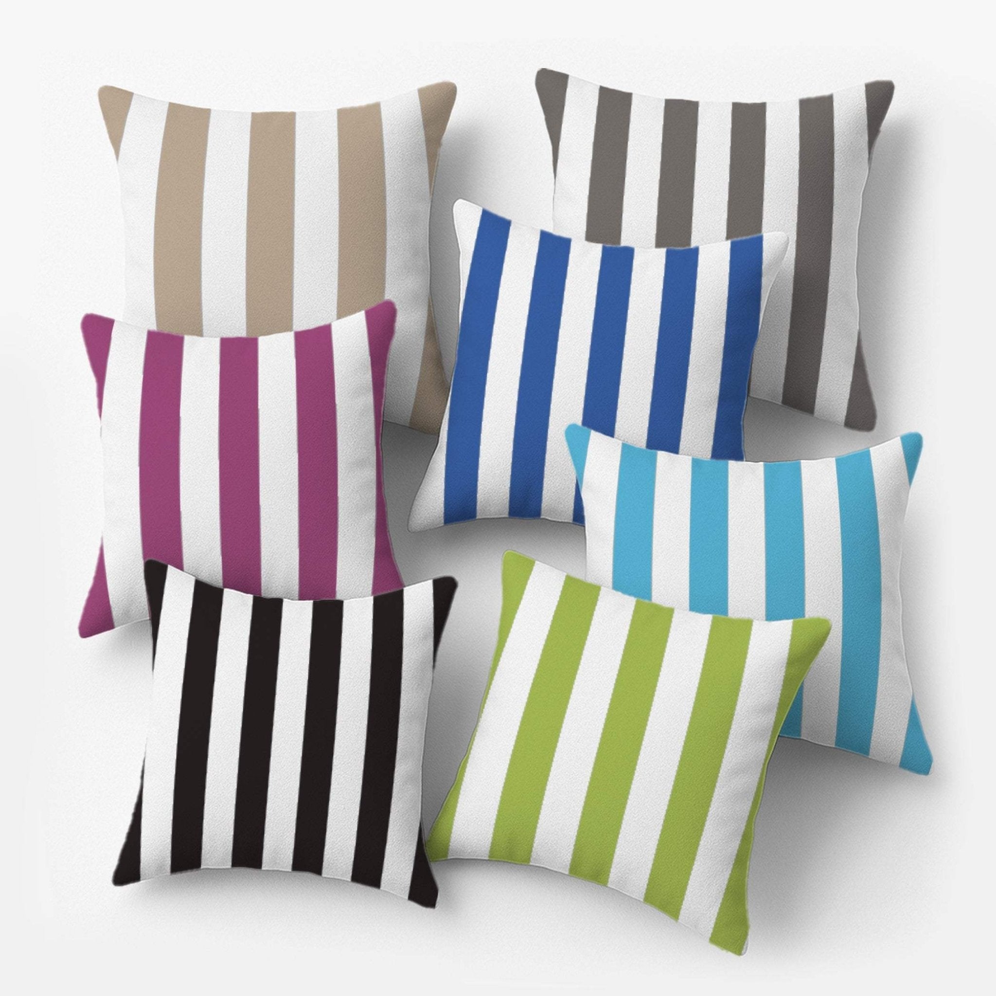 Hyper Cover Vertical Stripe Outdoor Cushion Covers | Water Resistant Throw Pillows - Ash - 30x50 cm