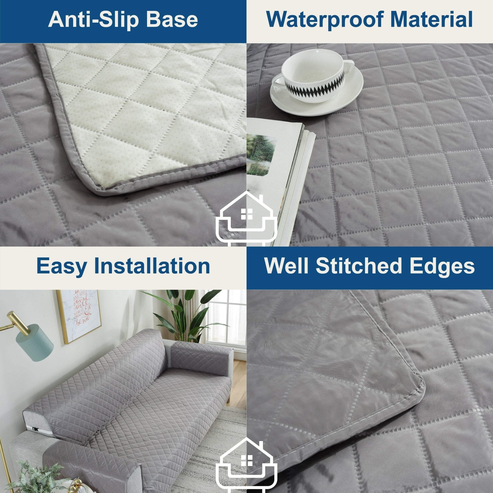Hyper Cover Waterproof Pet Sofa Cover Grey | Quilted Lounge Protector - 1 Seater -