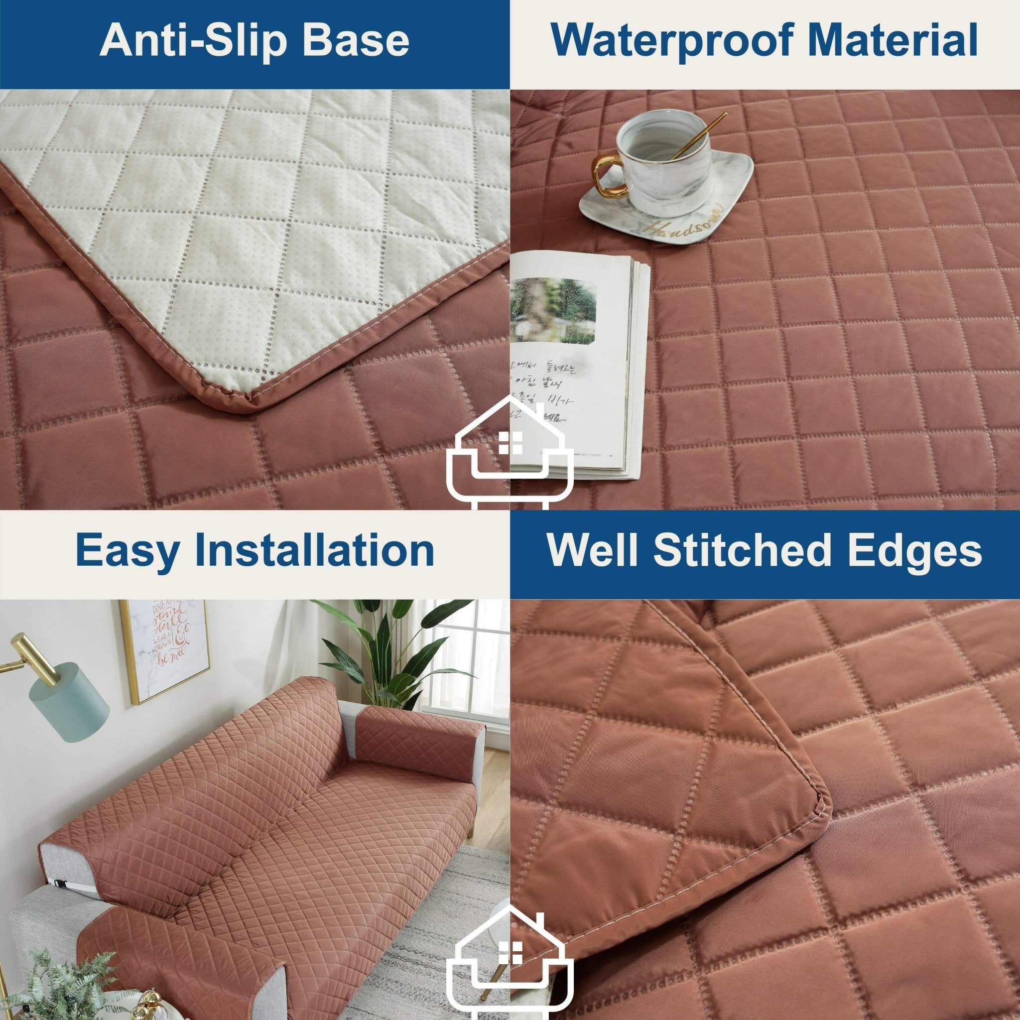 Hyper Cover Waterproof Pet Sofa Cover Maroon | Quilted Lounge Protector - 1 Seater -