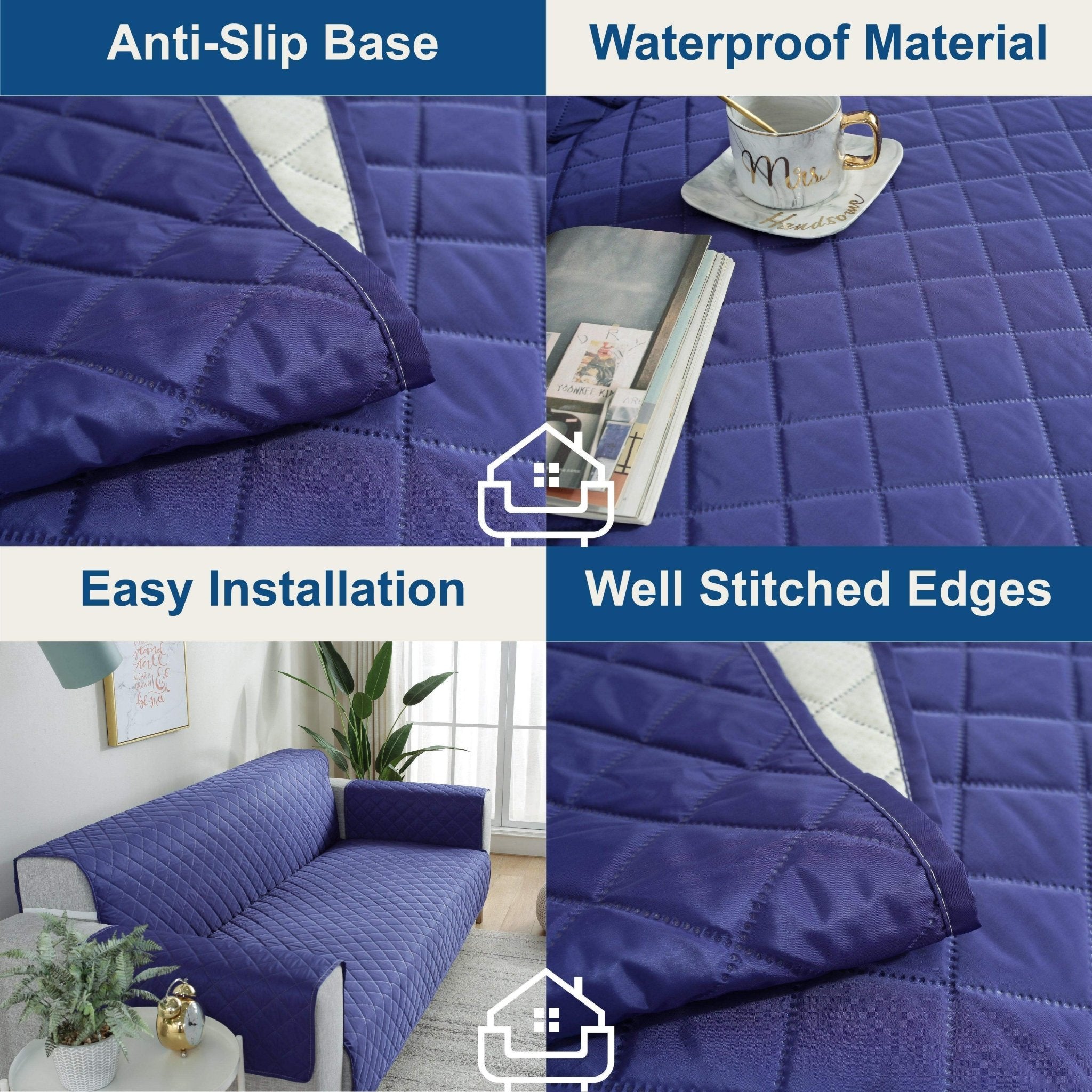 Hyper Cover Waterproof Pet Sofa Cover Navy Blue | Quilted Lounge Protector - 1 Seater -