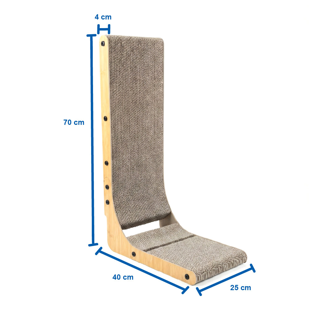 Pet Swift 70cm L-Shape Cat Scratcher | Wooden Frame Scratching Board with Toy Ball