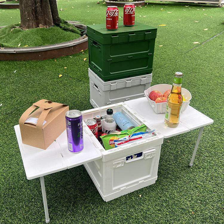 Outdoor Bees Foldable Picnic Table & Storage Crate | Portable Camping Box - Green -