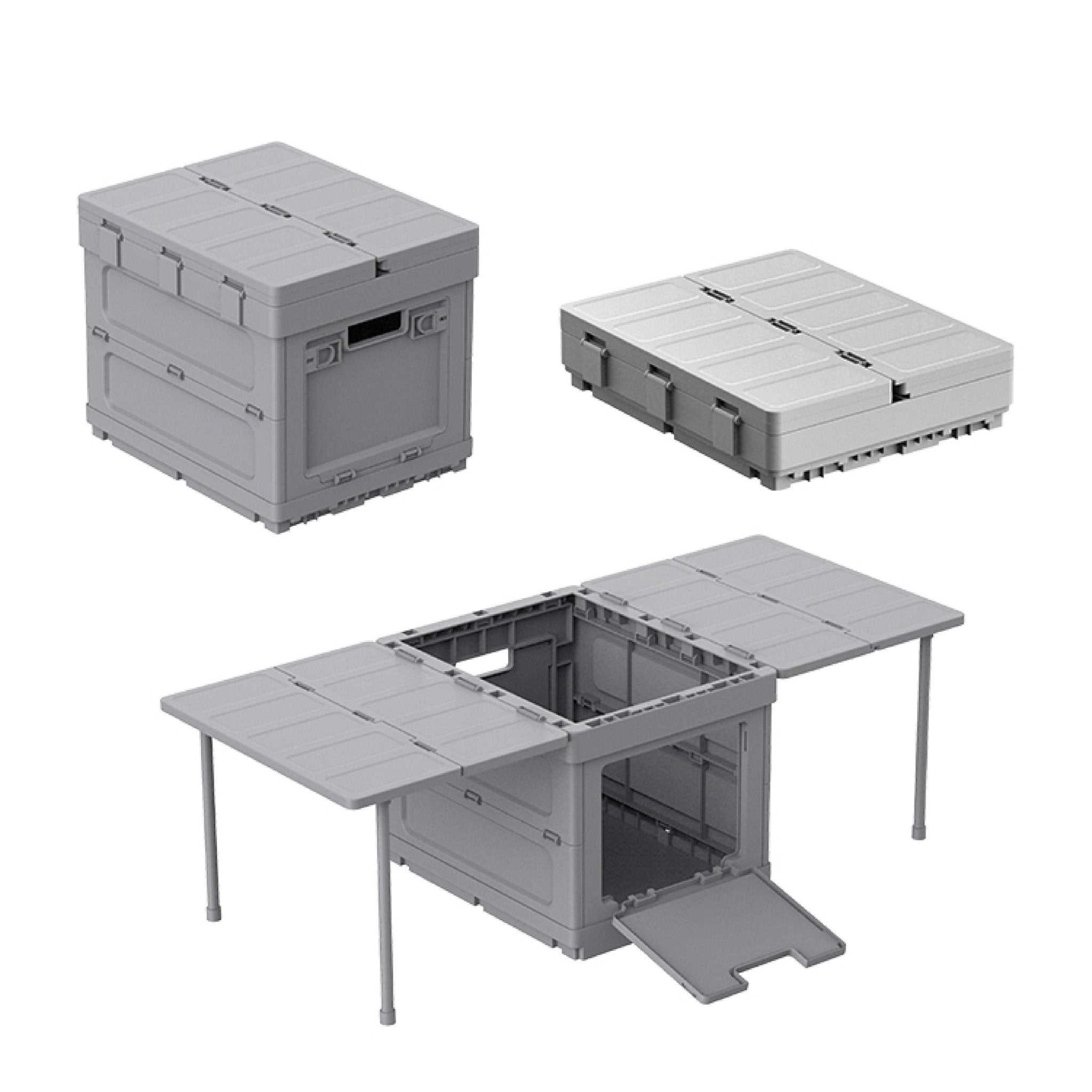 Outdoor Bees Foldable Picnic Table & Storage Crate | Portable Camping Box - Grey -
