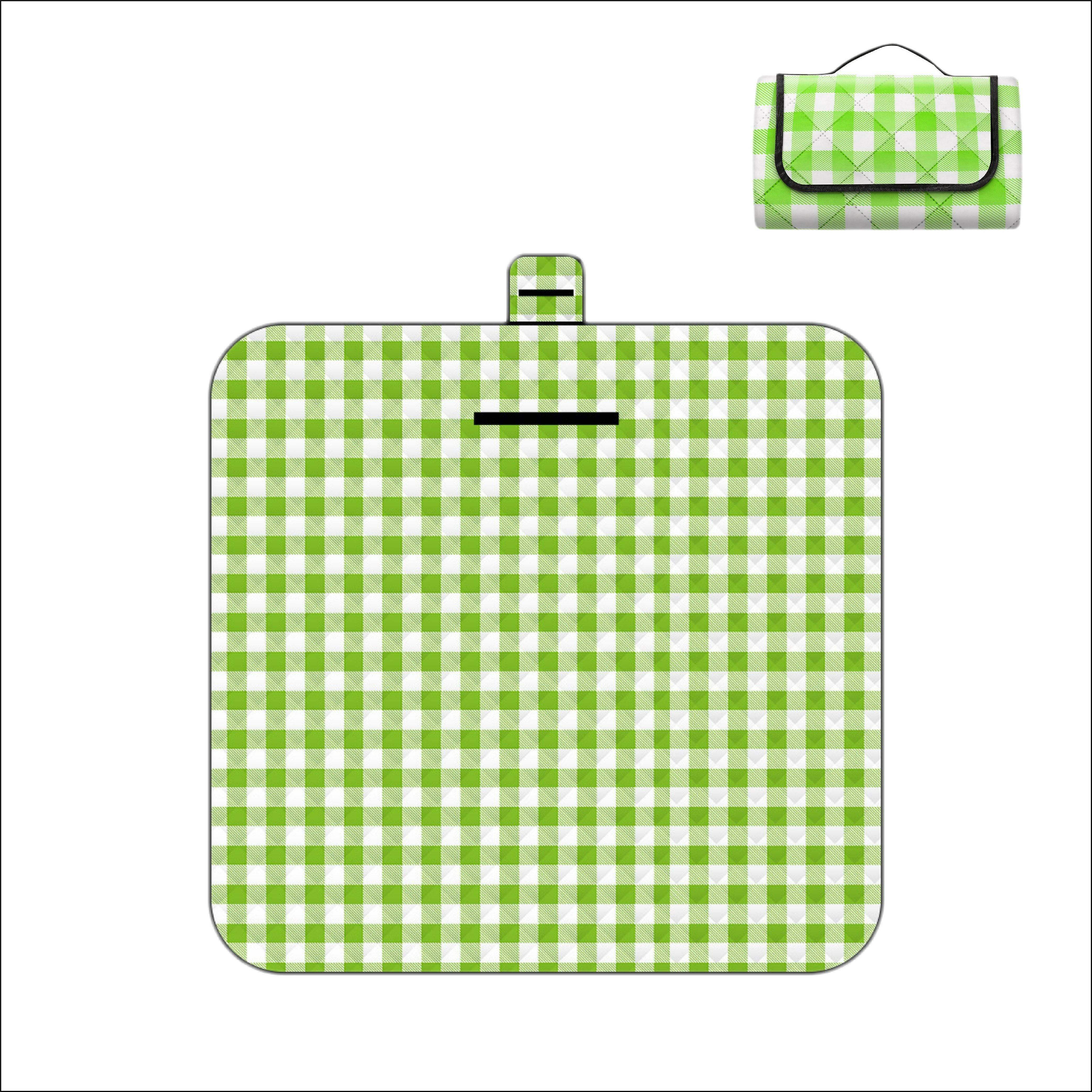 Outdoor Bees Foldable Waterproof Picnic Blanket Green Grid | Outdoor Life | Brilliant Home Living