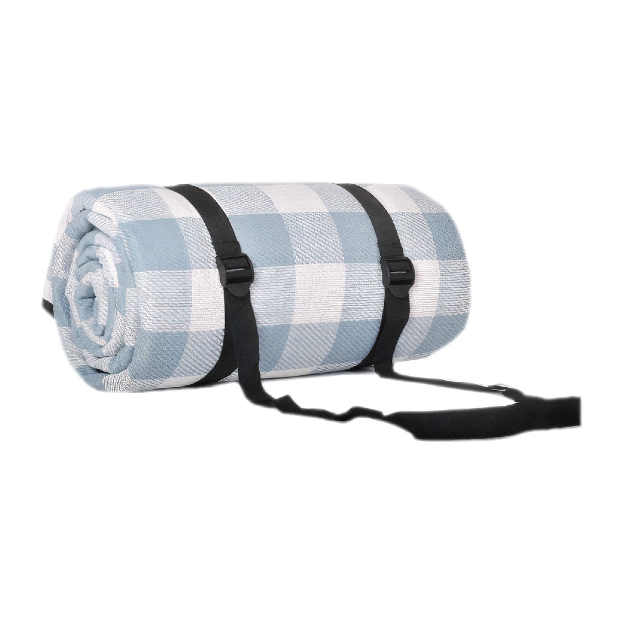 Outdoor Bees Picnic Blanket Blue Grid | Waterproof Rug 2x2m - 