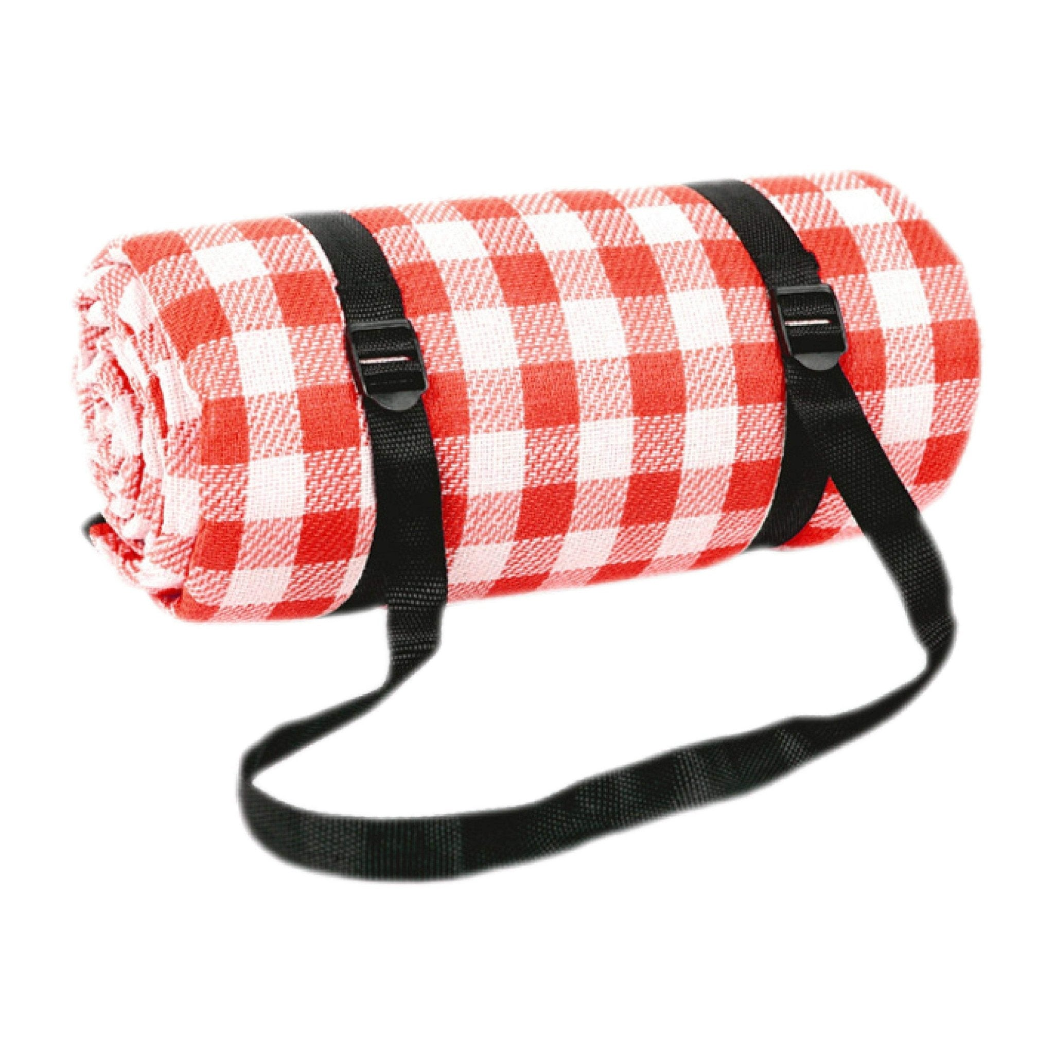 Outdoor Bees Picnic Blanket Red Grid | Waterproof Rug 2x2m - 