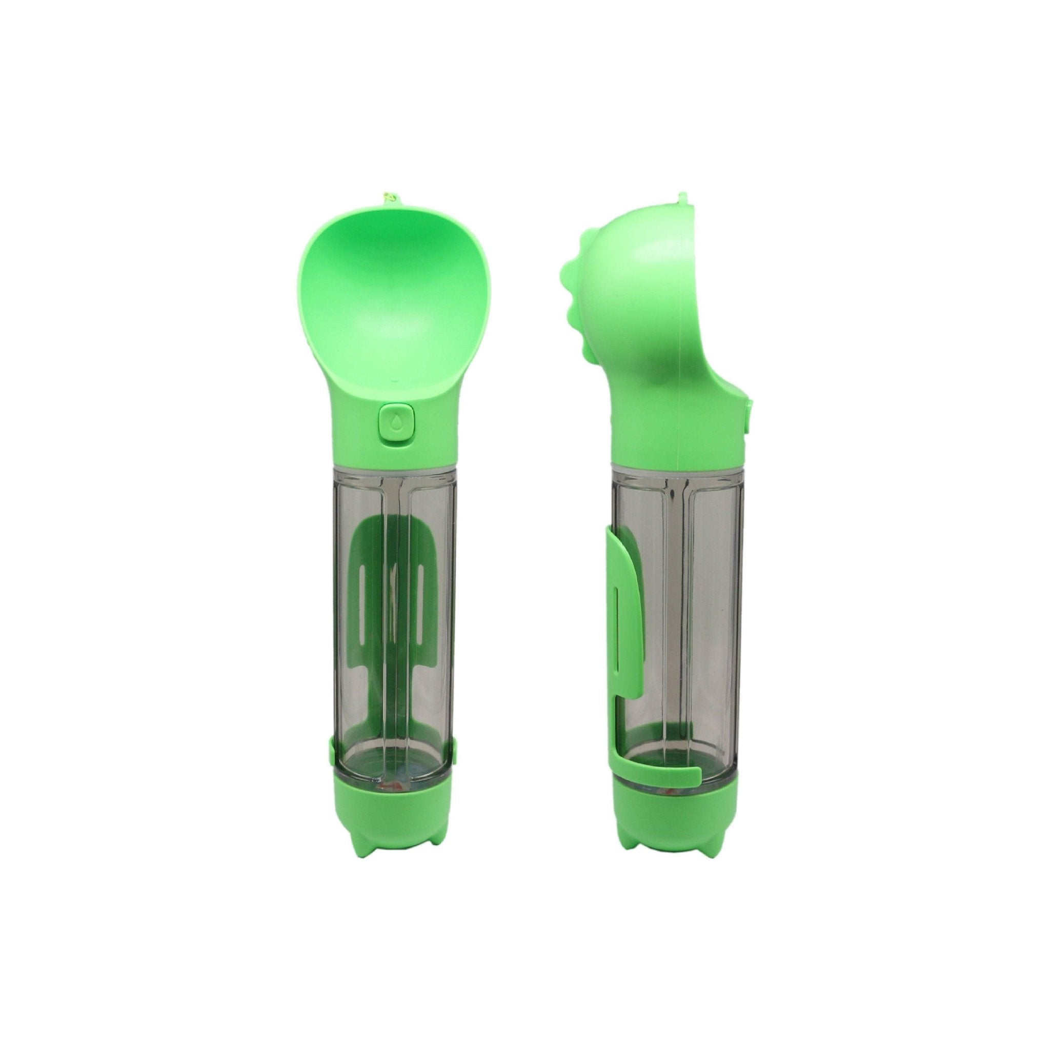 Pet Swift 3-in-1 Portable Dog Water Bottle | Travel Dispenser with Poop Scoop - Green -