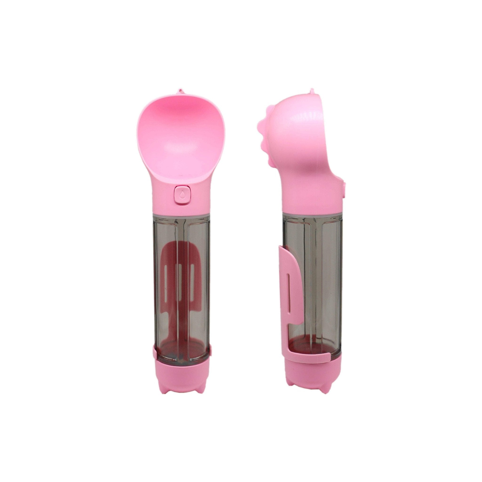 Pet Swift 3-in-1 Portable Dog Water Bottle | Travel Dispenser with Poop Scoop - Pink -