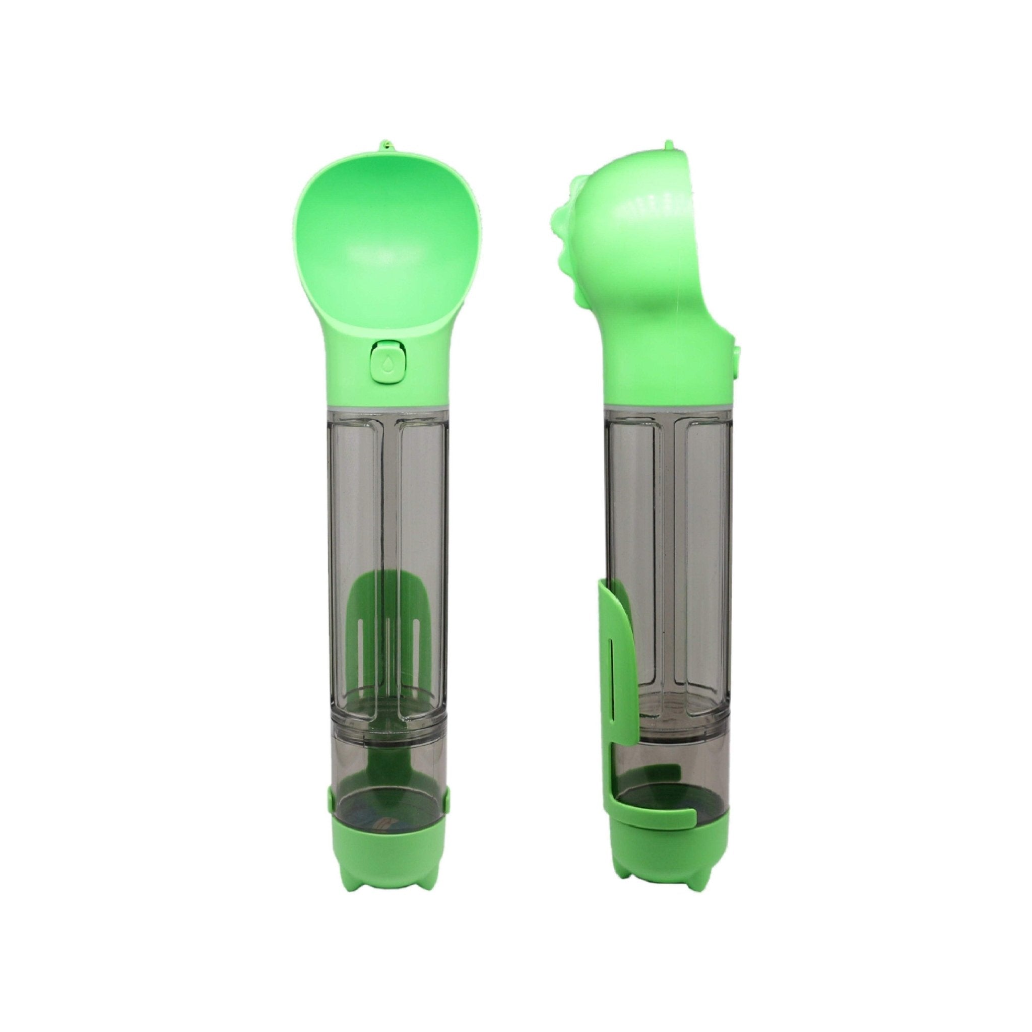 Pet Swift 4-in-1 Portable Dog Water Bottle | Travel Feeder & Poop Scoop - Green -