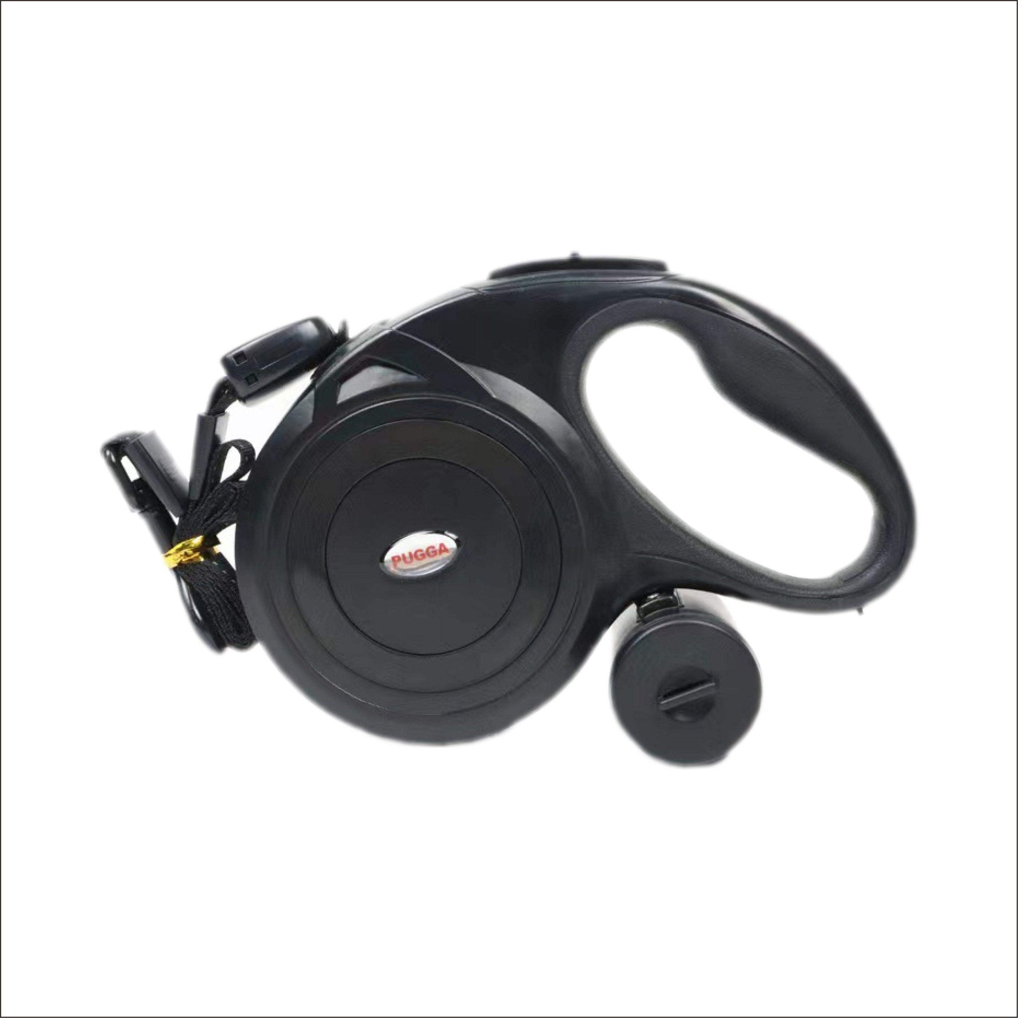 Pet Swift 8m Retractable Dog Lead with Poop Bag Dispenser | Automatic Extendable Walking Lead - Black -