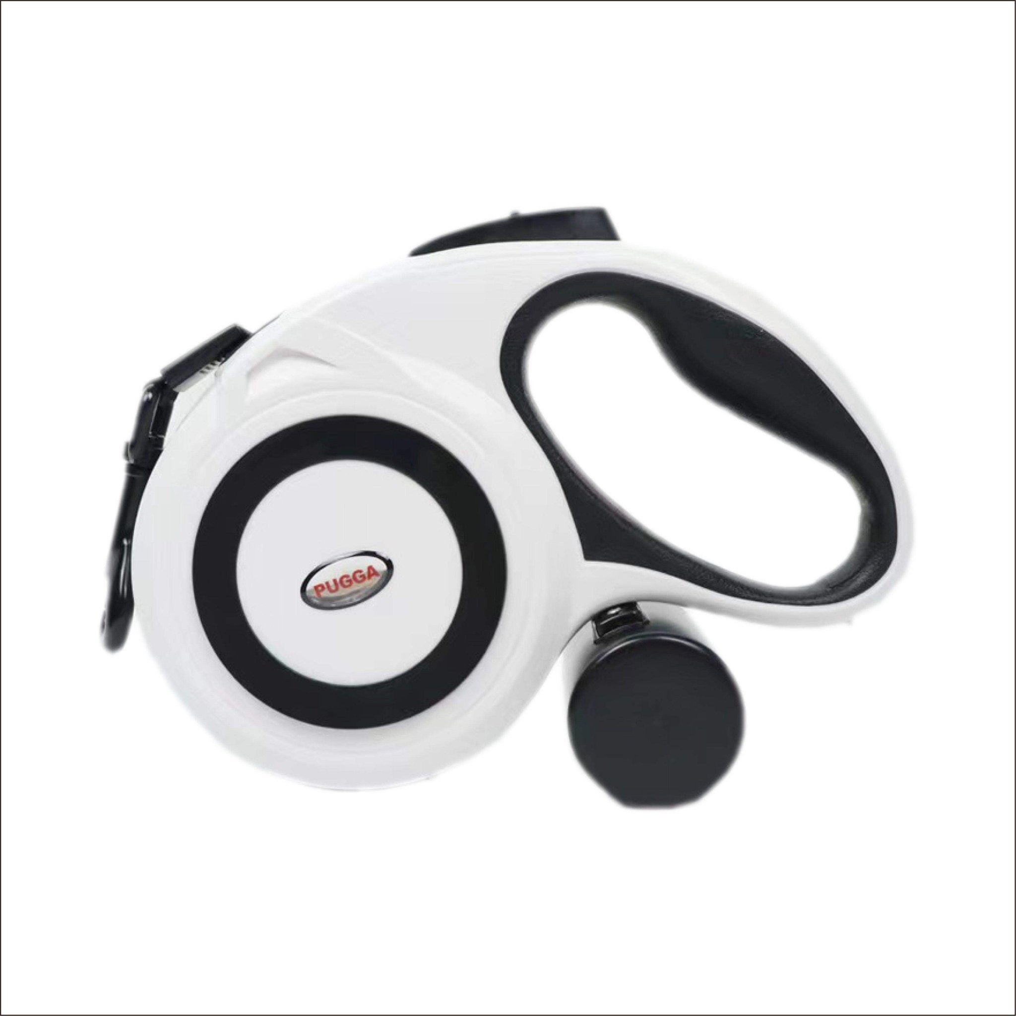 Pet Swift 8m Retractable Dog Lead with Poop Bag Dispenser | Automatic Extendable Walking Lead - White -