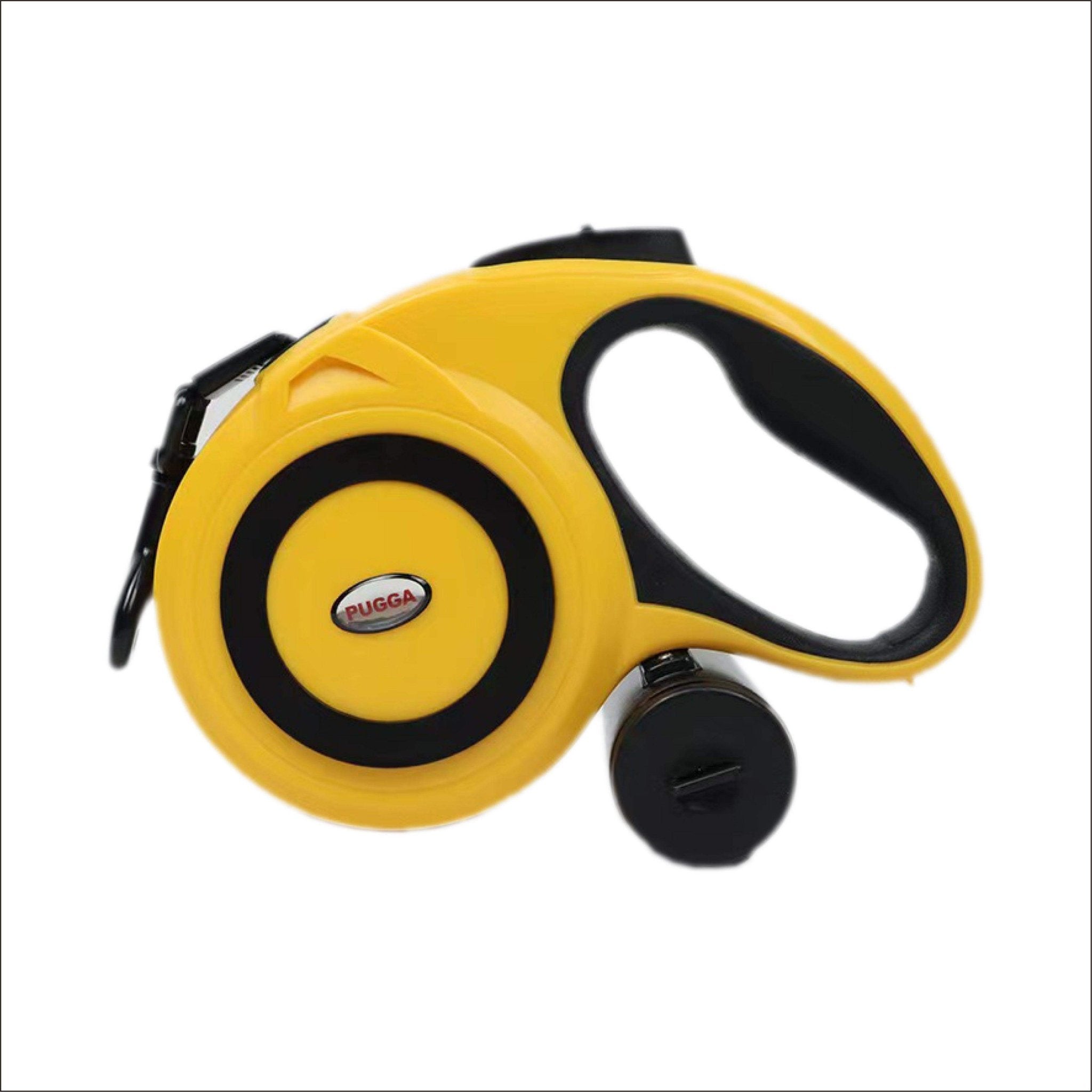 Pet Swift 8m Retractable Dog Lead with Poop Bag Dispenser | Automatic Extendable Walking Lead - Yellow -
