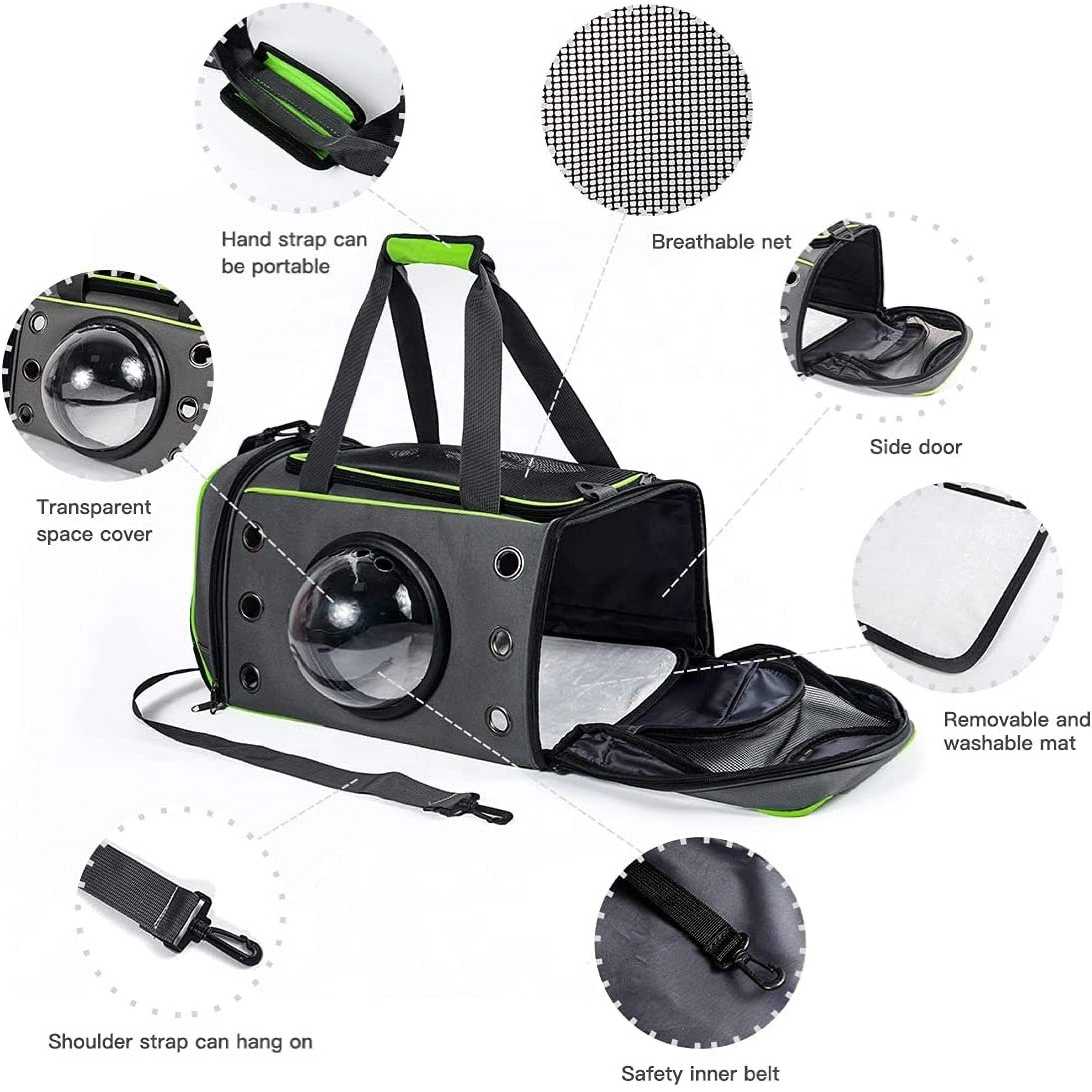 Pet Swift Breathable Cat Carrier Bag | Portable Pet Travel Crate Green | Cat Carry Bag | Brilliant Home Living