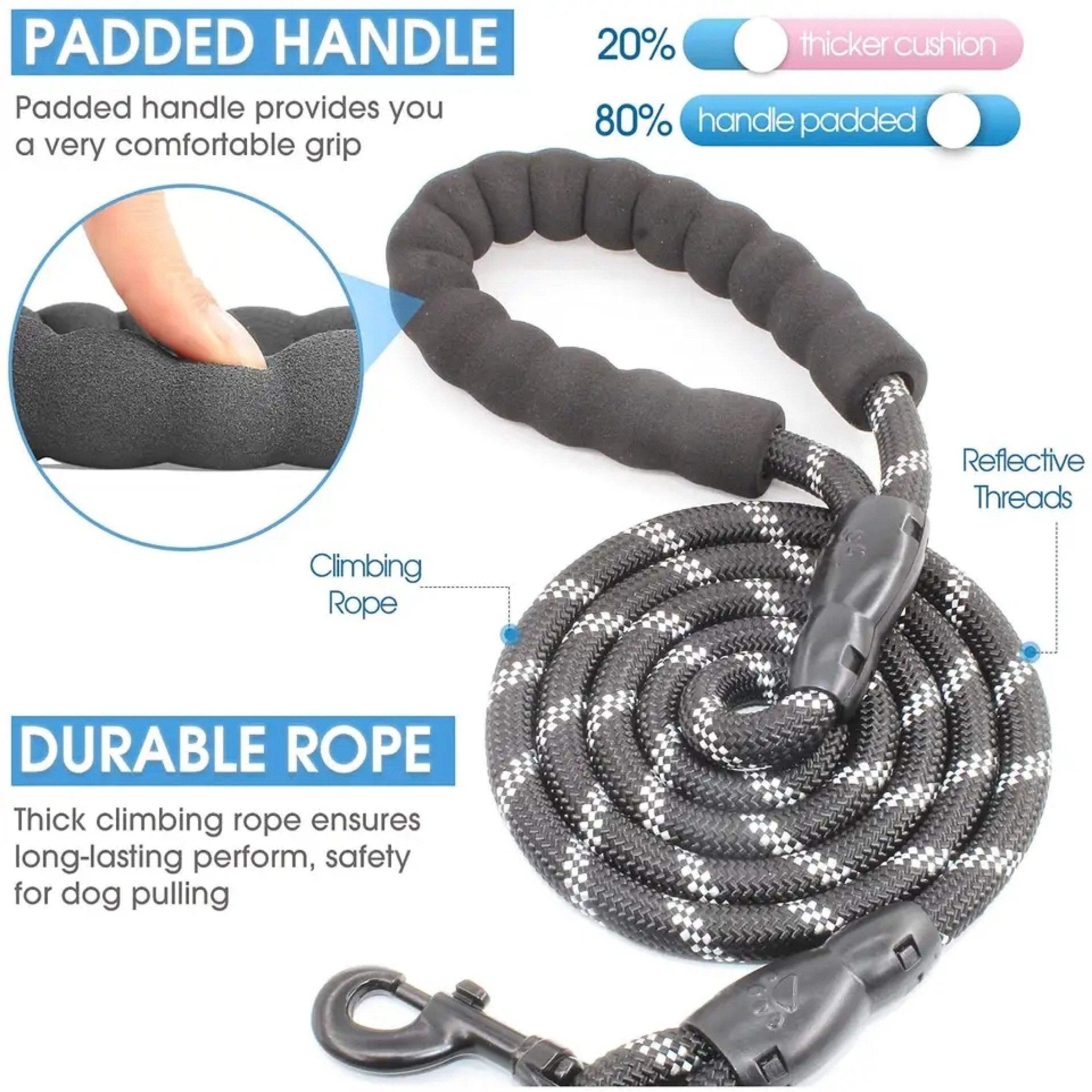 Pet Swift Extra Long Reflective Dog Lead | 3m Padded Handle Recall Training Rope - Aqua -