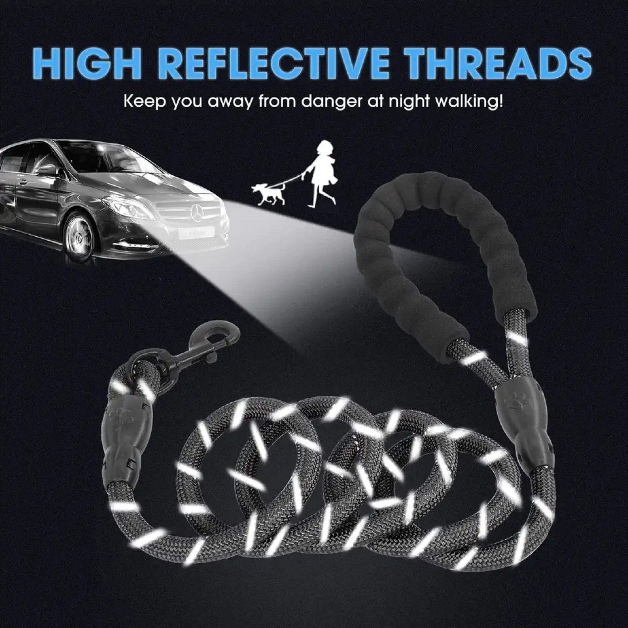 Pet Swift Extra Long Reflective Dog Lead | 3m Padded Handle Recall Training Rope - Aqua -